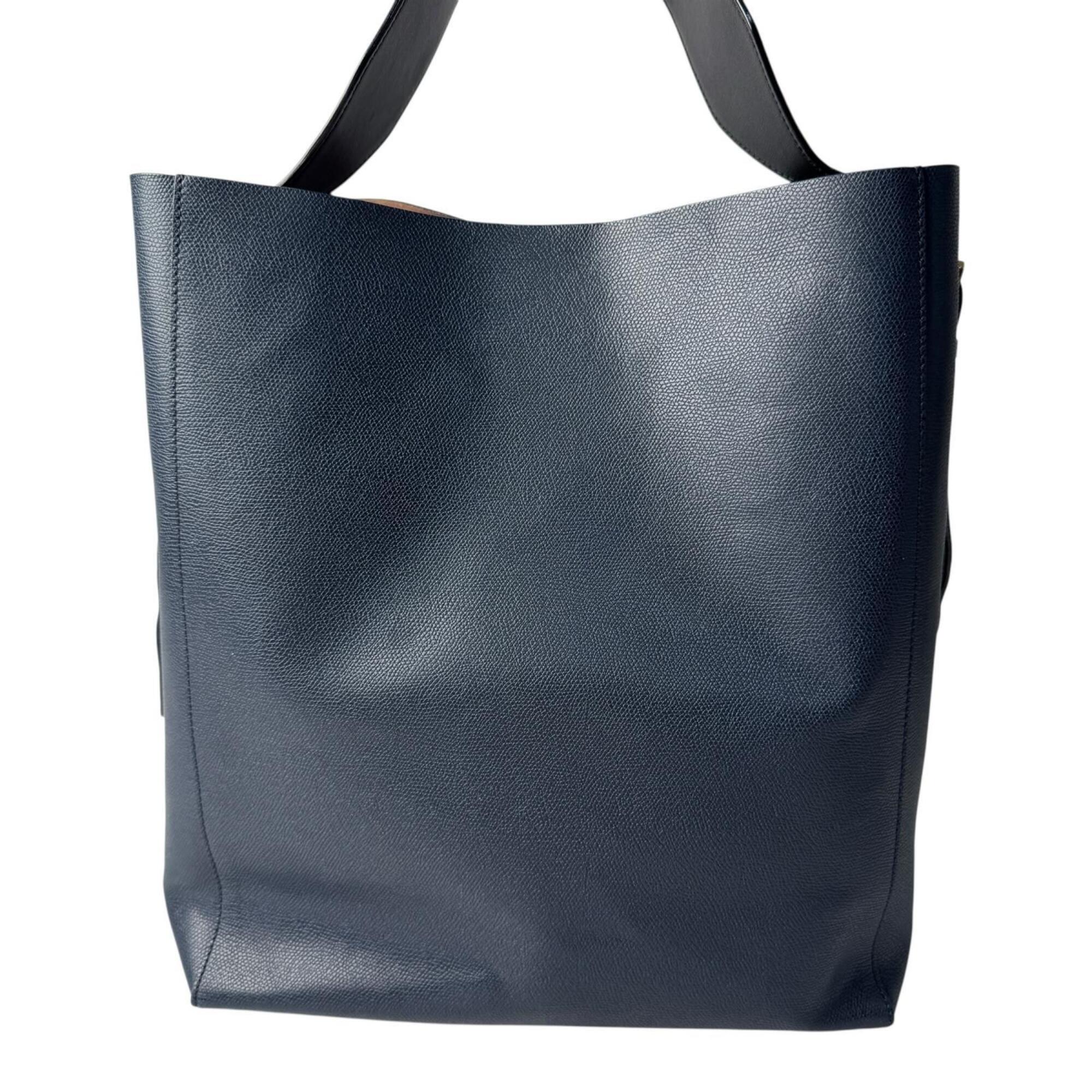 Valextra Navy Leather Pouch Tote Bag (Pre-Owned)