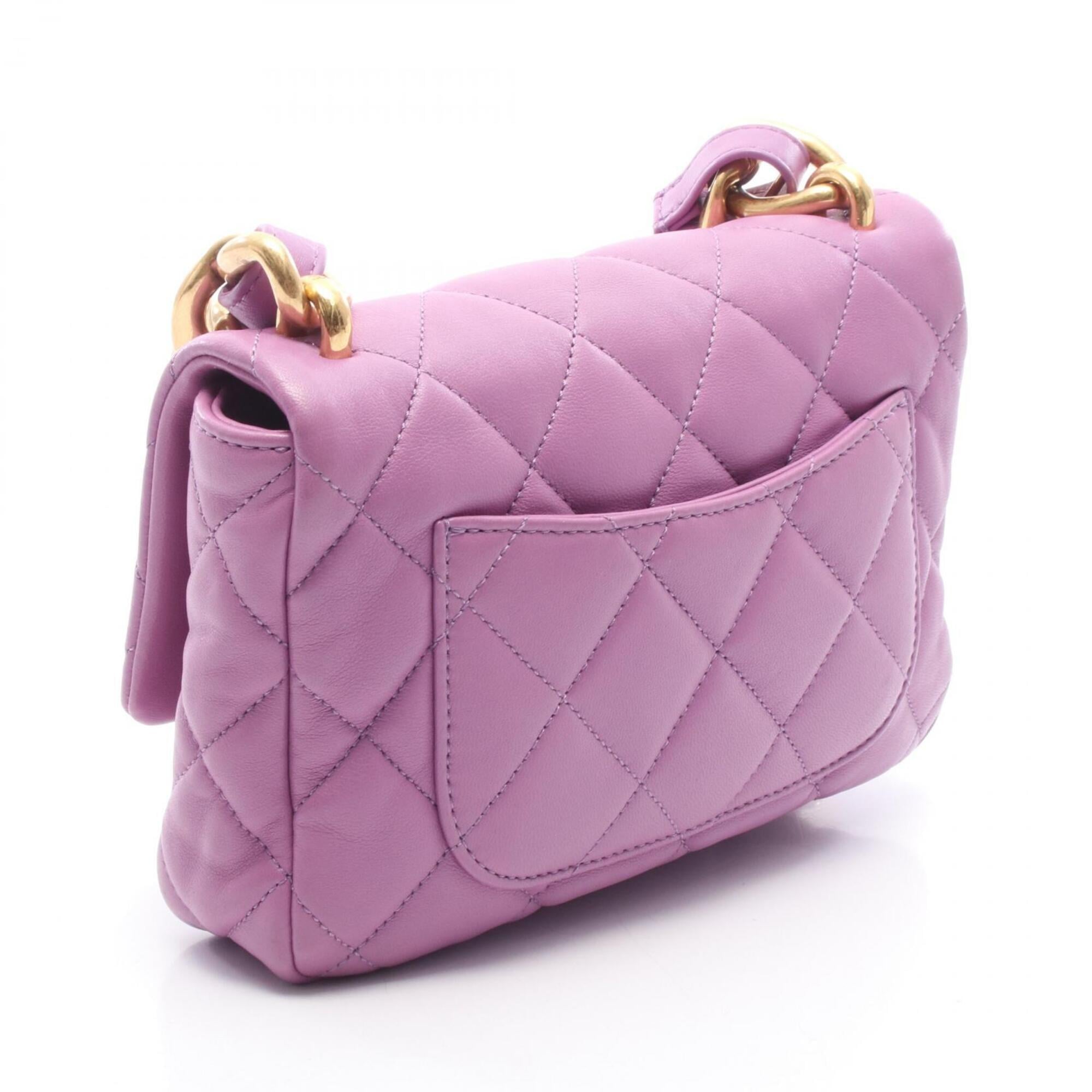 Chanel Purple Leather Handbag Shoulder Bag (Pre-Owned)