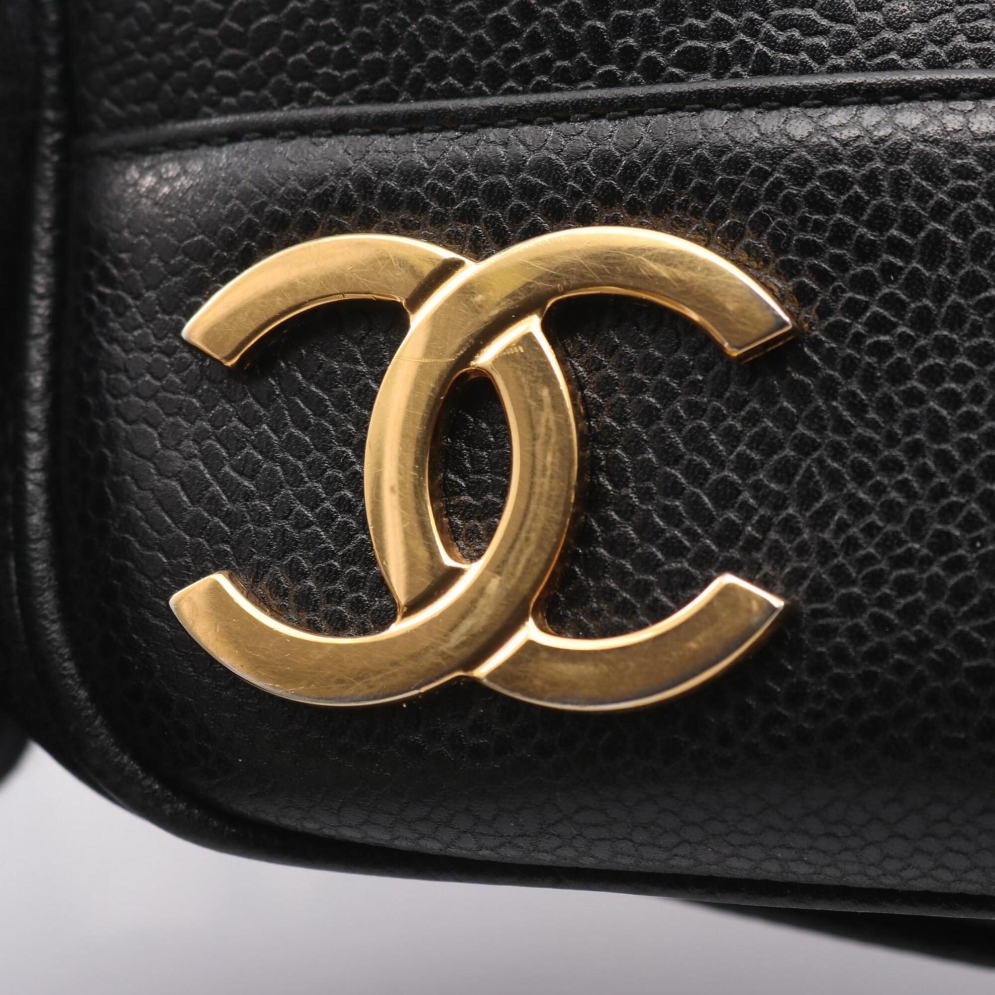 Chanel Black Leather Handbag Tote Bag (Pre-Owned)