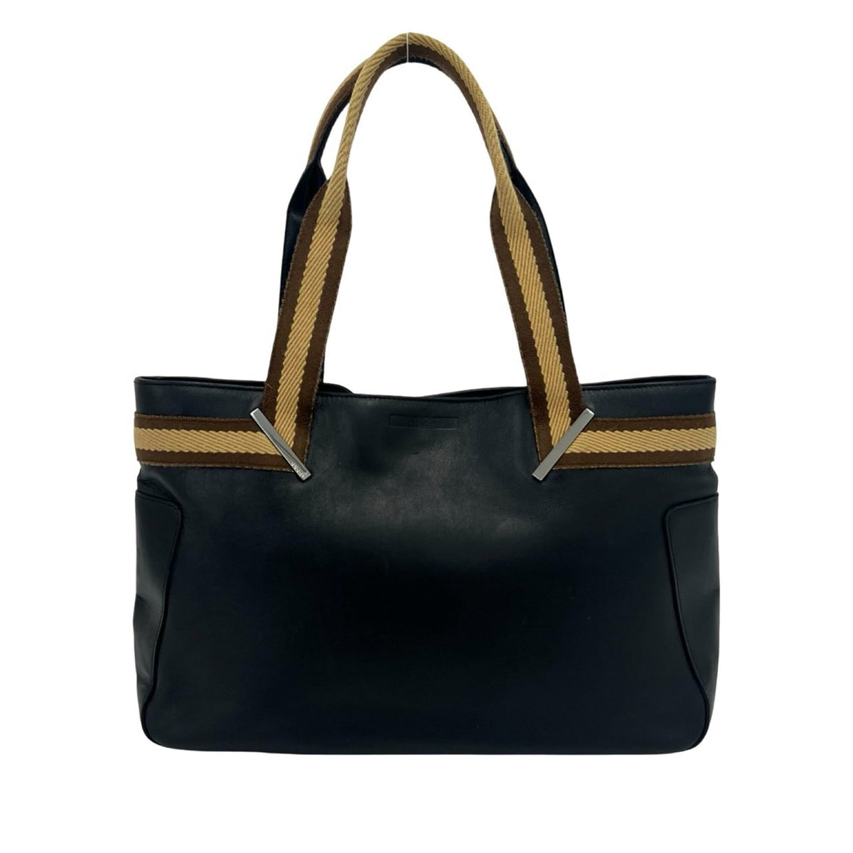 Gucci Beige Black Brown Leather Handbag Tote Bag (Pre-Owned)