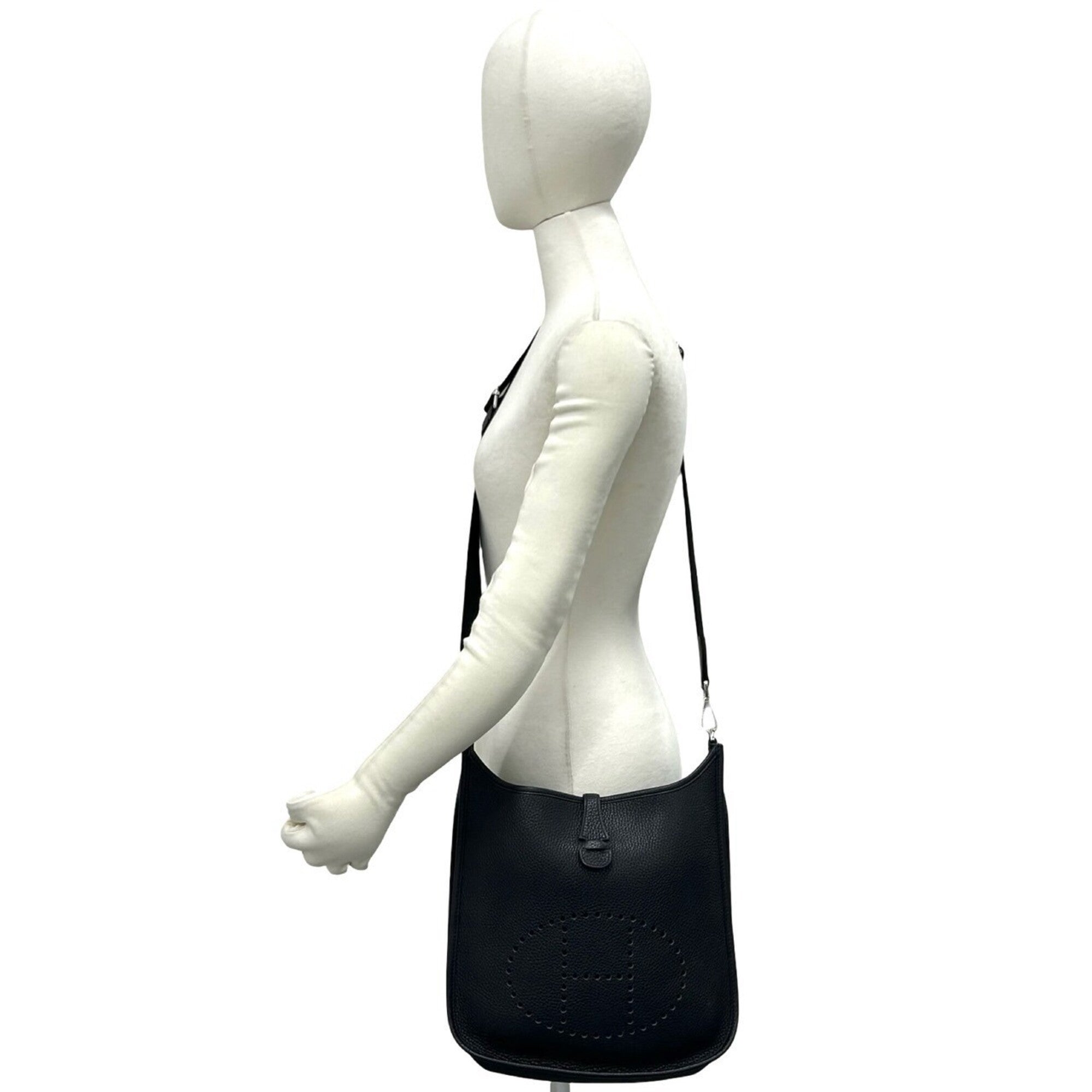 Hermes Black Taurillon Clemence Leather Shoulder Bag Tote Bag (Pre-Owned)