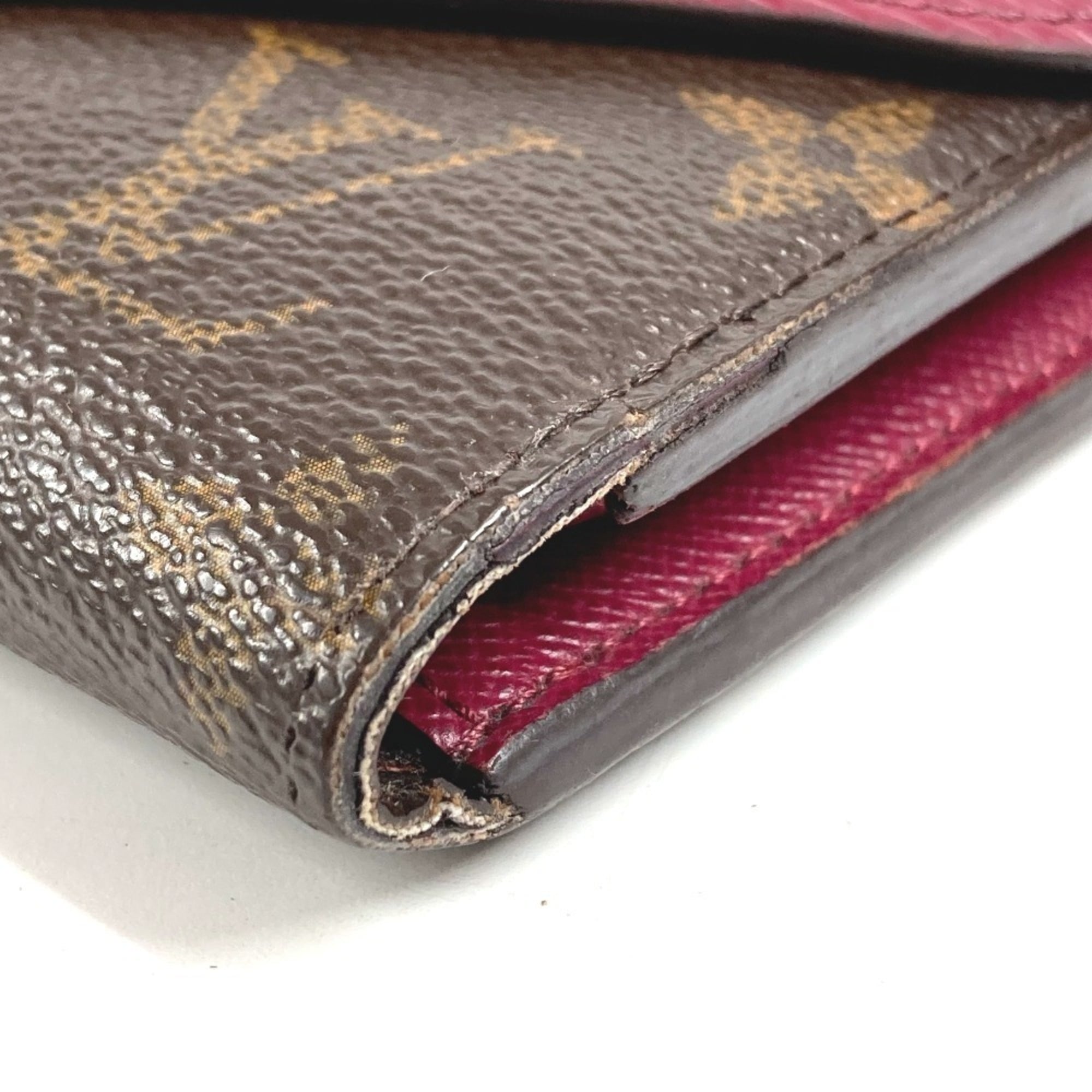 Louis Vuitton Monogram Brown Fuchsia Pink Pink Monogram Epi Leather Wallet (Tri-Fold) (Pre-Owned)