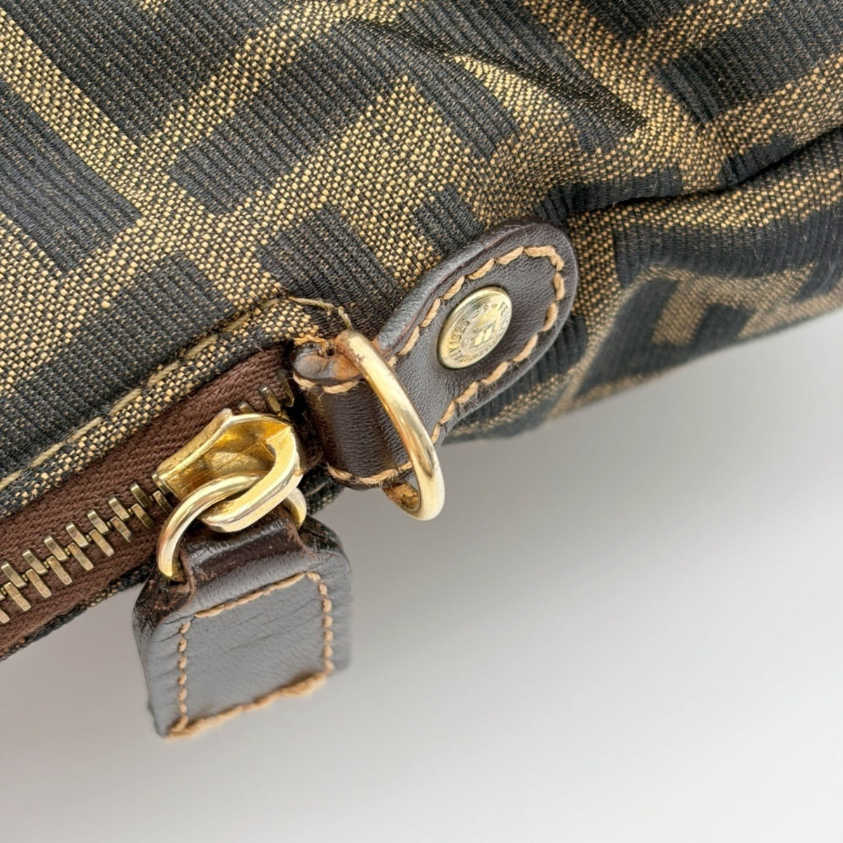 Fendi Brown Canvas Leather Shoulder Bag (Pre-Owned)