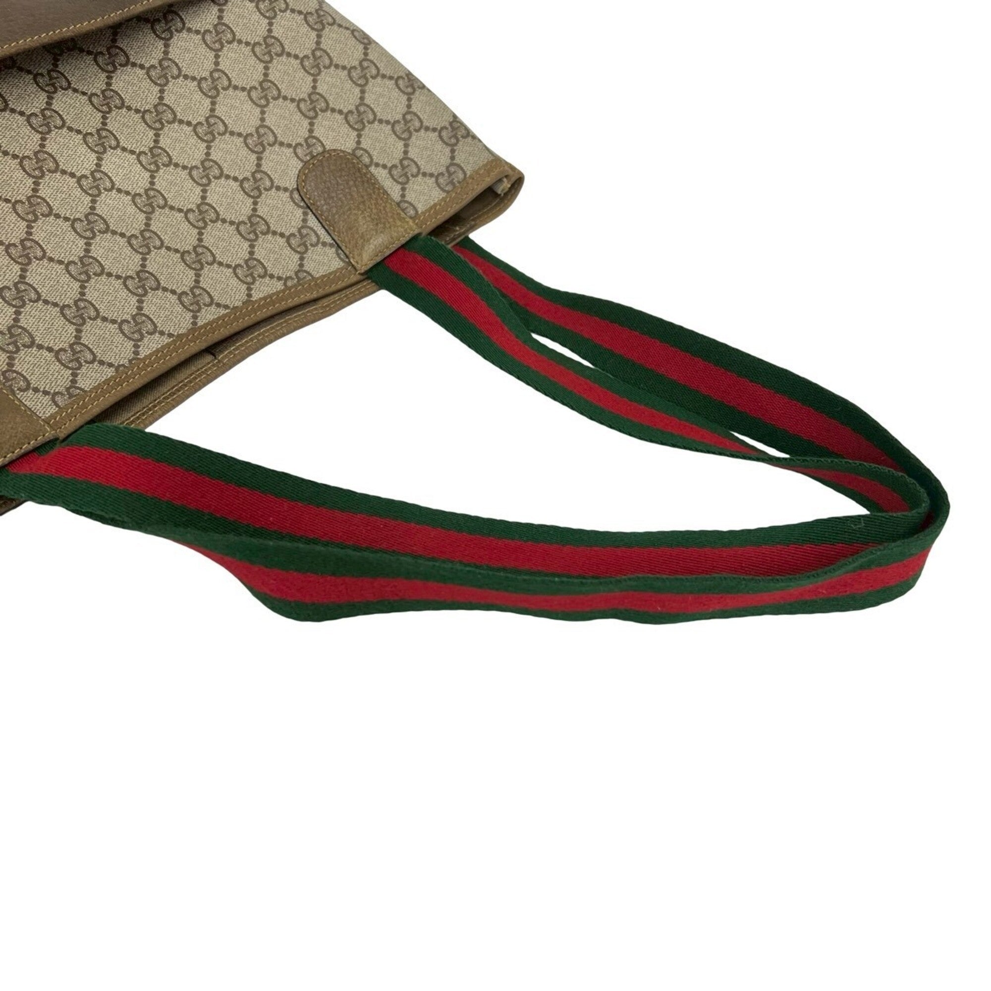 Gucci Brown Green Red Color Pvc Leather Handbag Tote Bag (Pre-Owned)