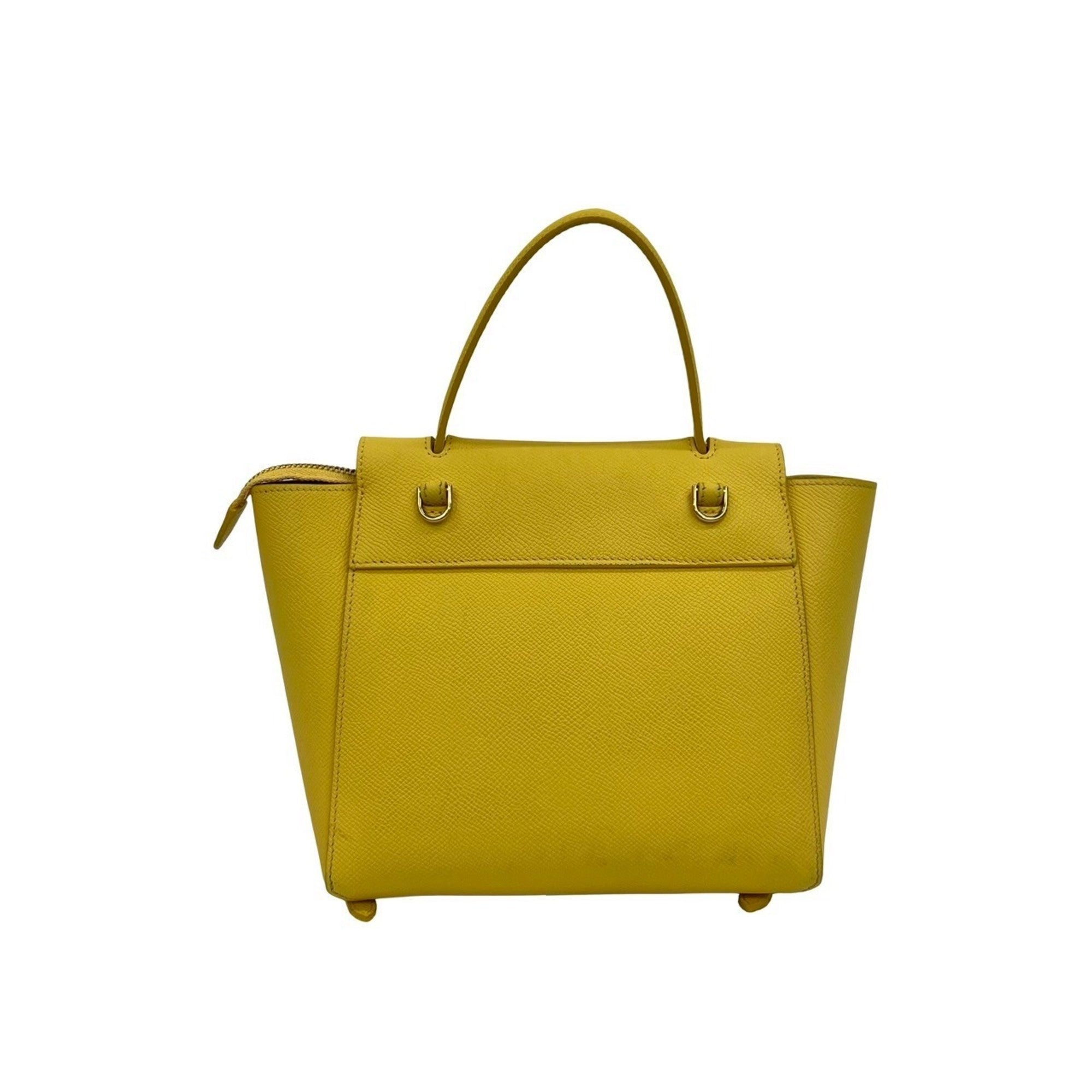 Celine Yellow Leather Handbag Shoulder Bag Tote Bag (Pre-Owned)
