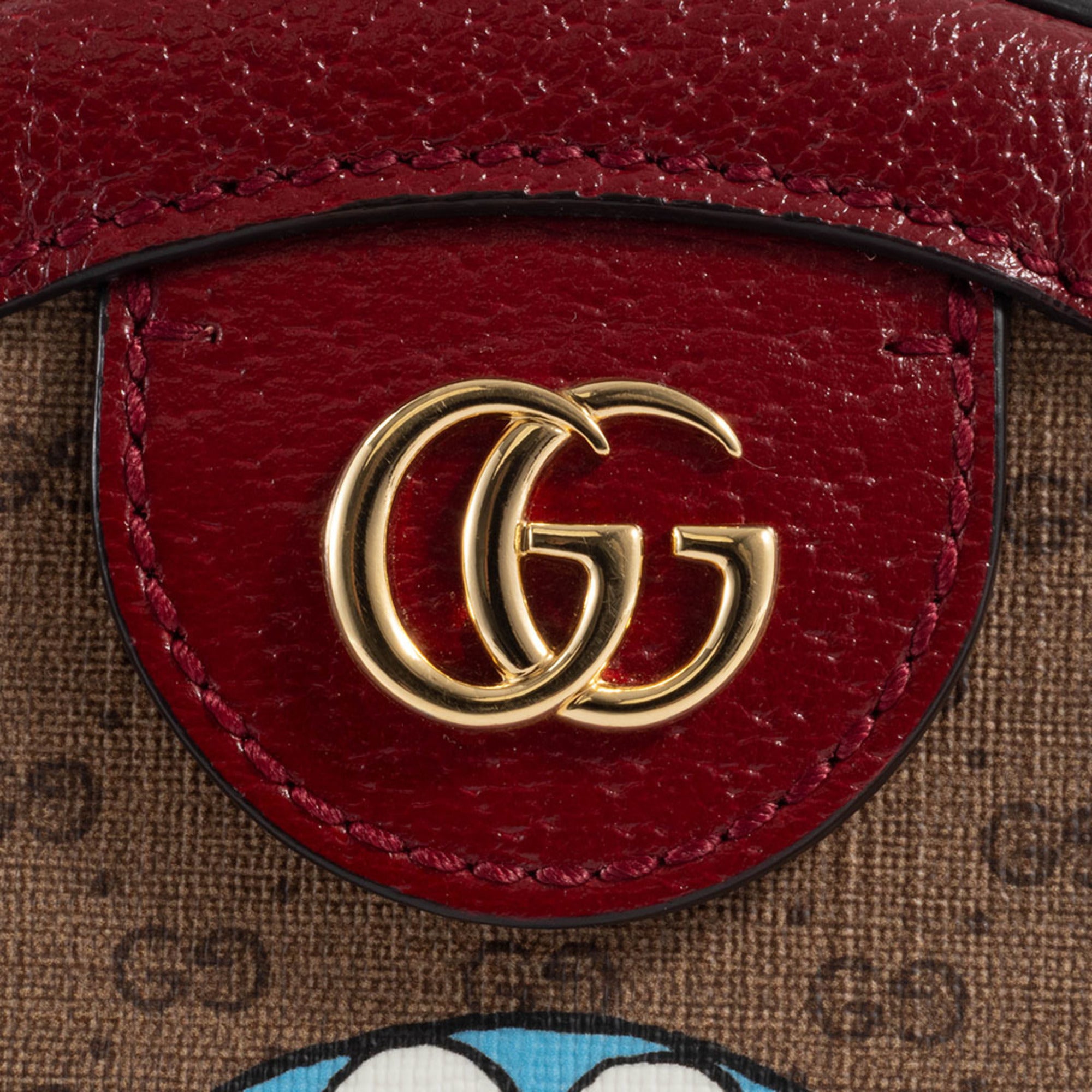 Gucci Beige Red Color Gg Supreme Leather Shoulder Bag (Pre-Owned)