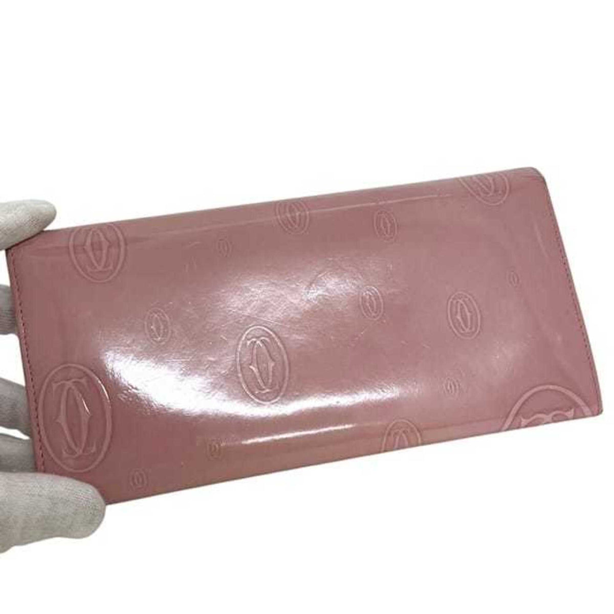 Cartier Happy Birthday Pink Leather Long Wallet (Bi-Fold) (Pre-Owned)