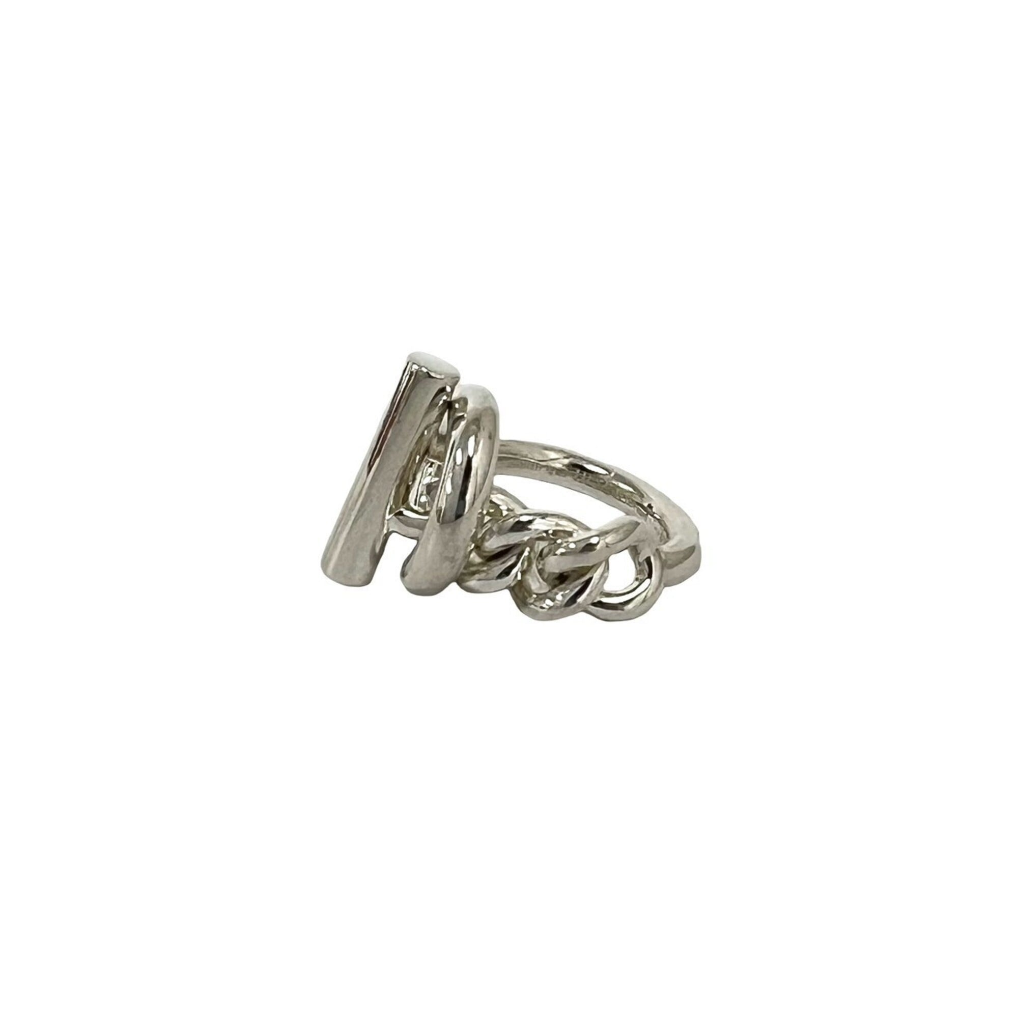 Hermes Silver Silver 925 Band Ring (Pre-Owned)