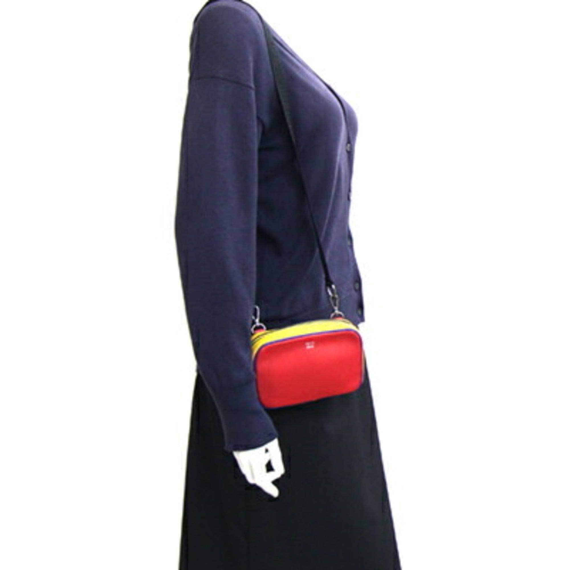 Fendi Blue Red Color Yellow Leather Pochette Shoulder Bag (Pre-Owned)