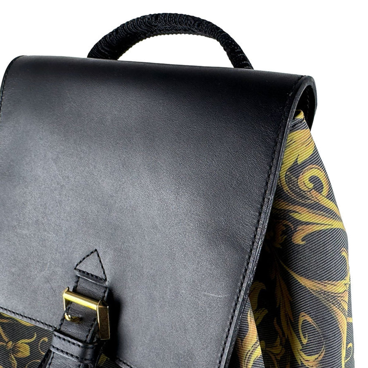 Versace Black Gold Pvc Backpack (Pre-Owned)