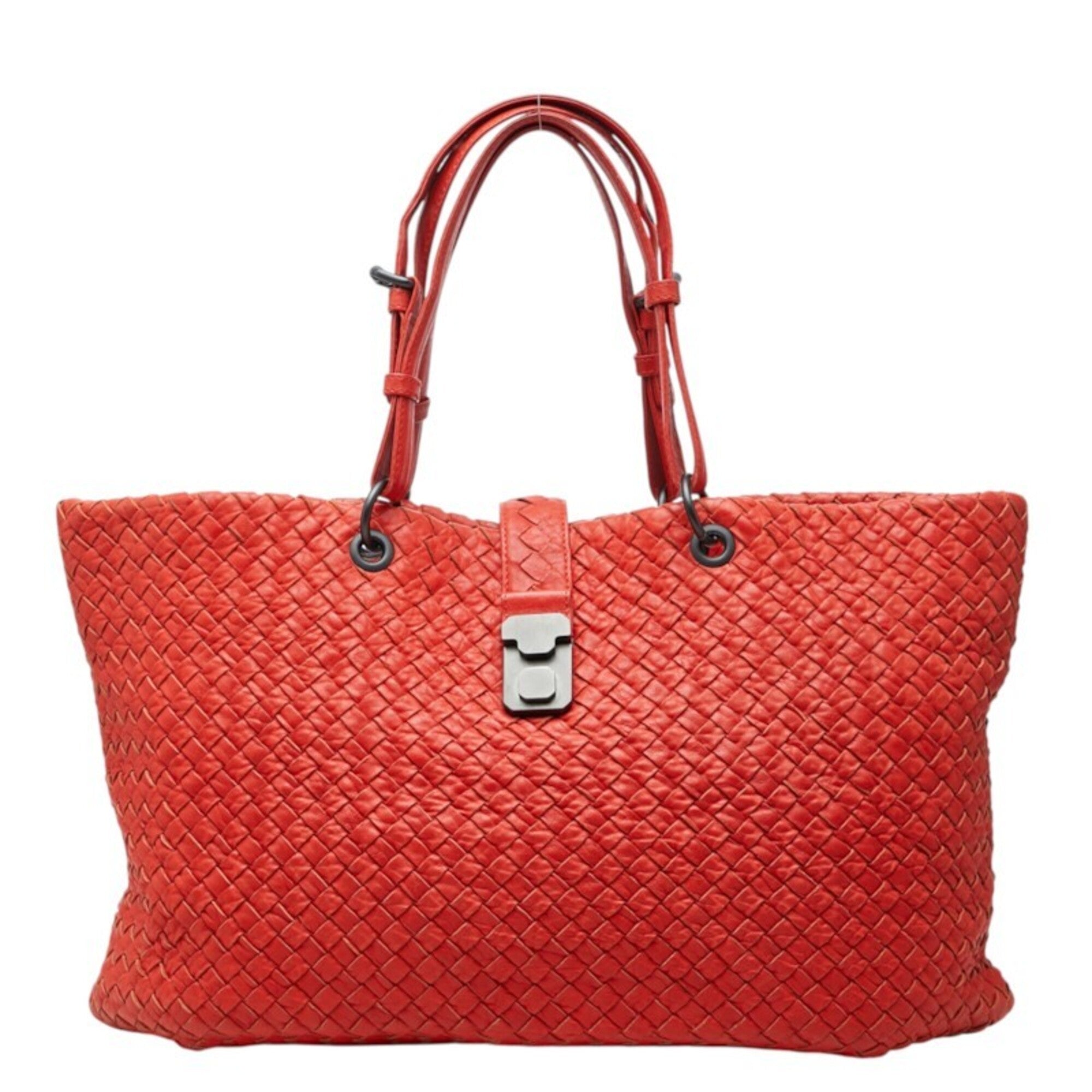 Bottega Veneta Red Color Leather Tote Bag (Pre-Owned)