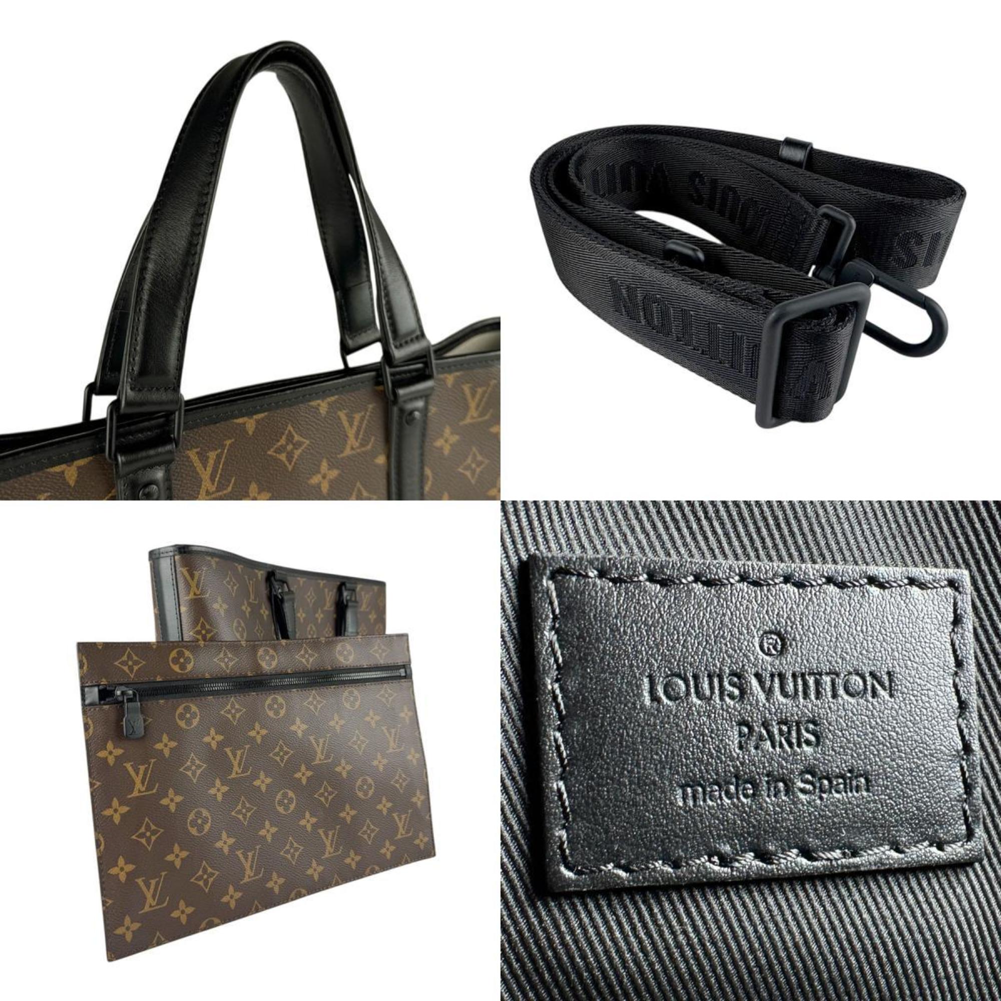Louis Vuitton Black Brown Monogram Leather Handbag Shoulder Bag (Pre-Owned)