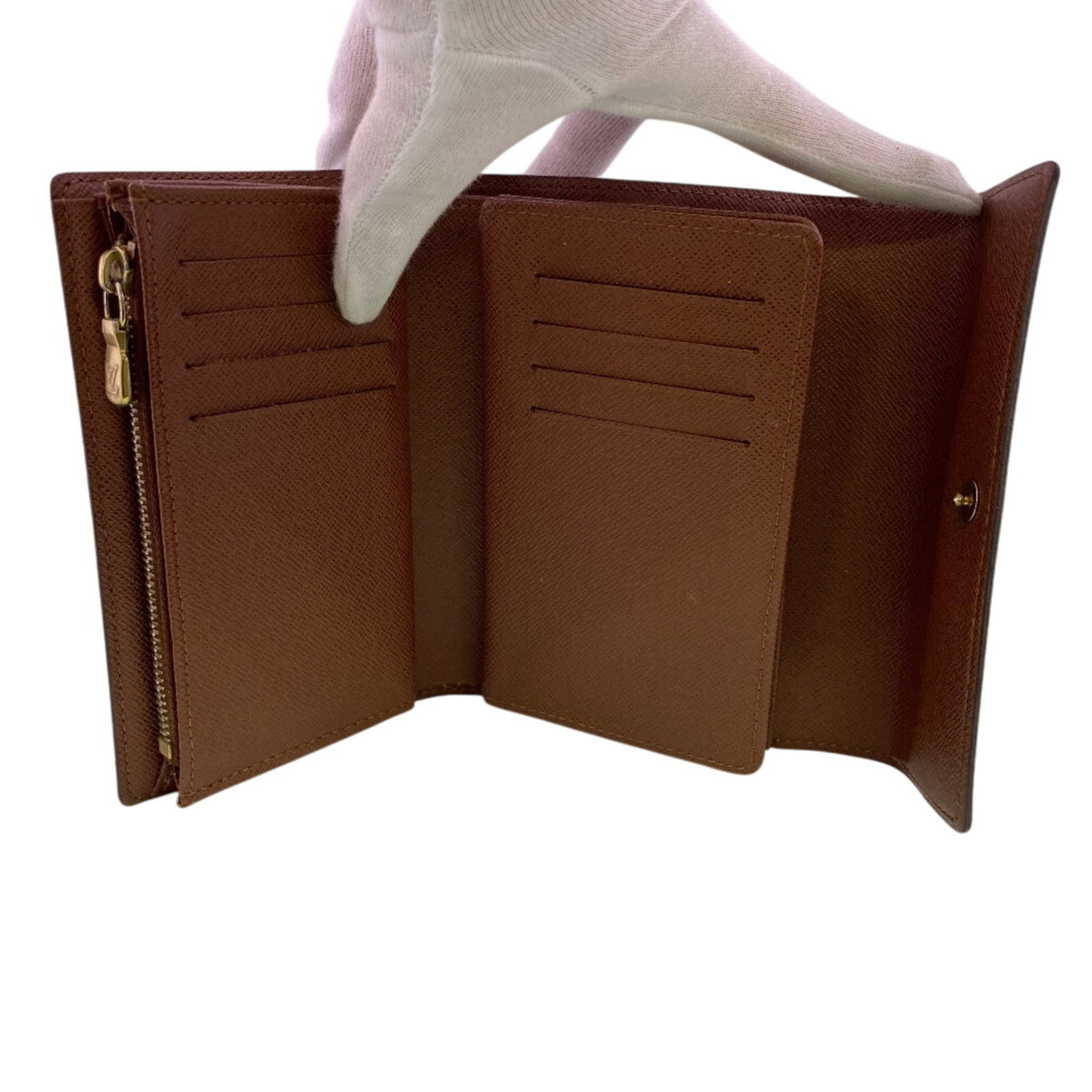 Louis Vuitton Brown Leather Wallet (Tri-Fold) (Pre-Owned)