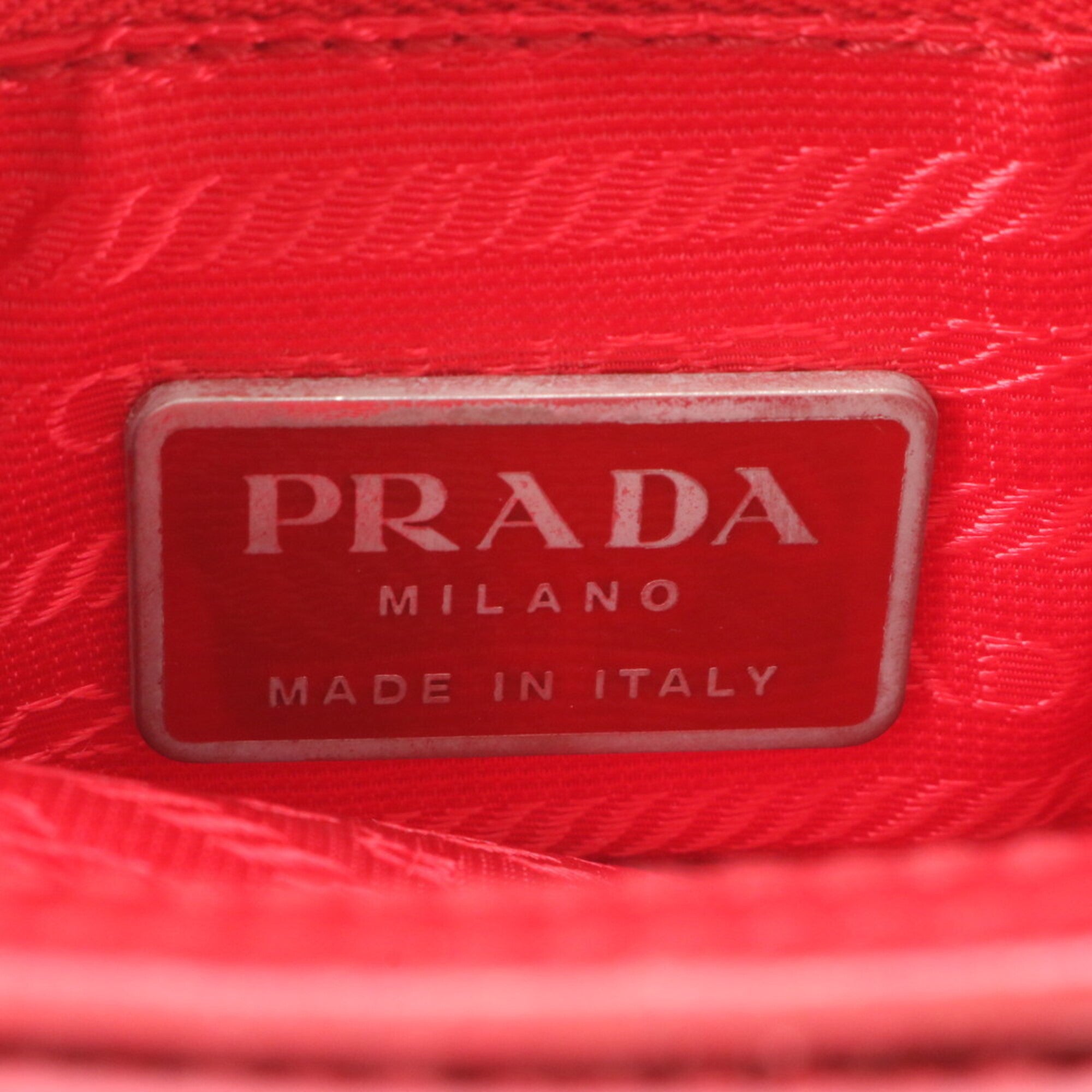 Prada Red Color Leather Canvas Crossbody Bag Handbag Shoulder Bag Tote Bag (Pre-Owned)