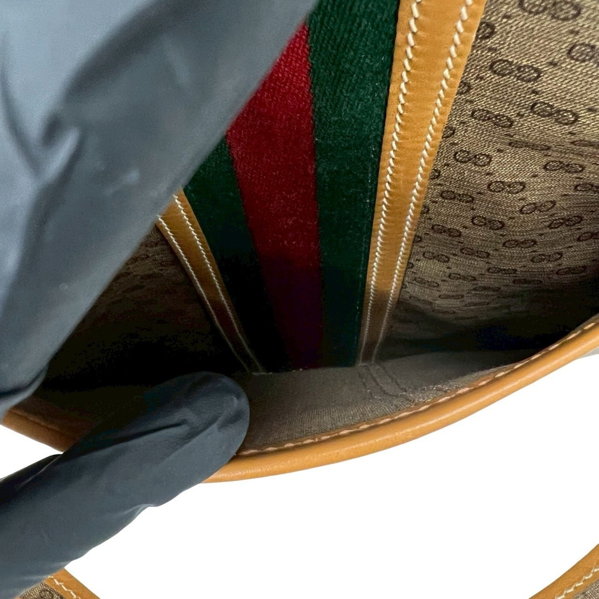 Gucci Brown Green Red Color Leather Pvc Handbag Tote Bag (Pre-Owned)