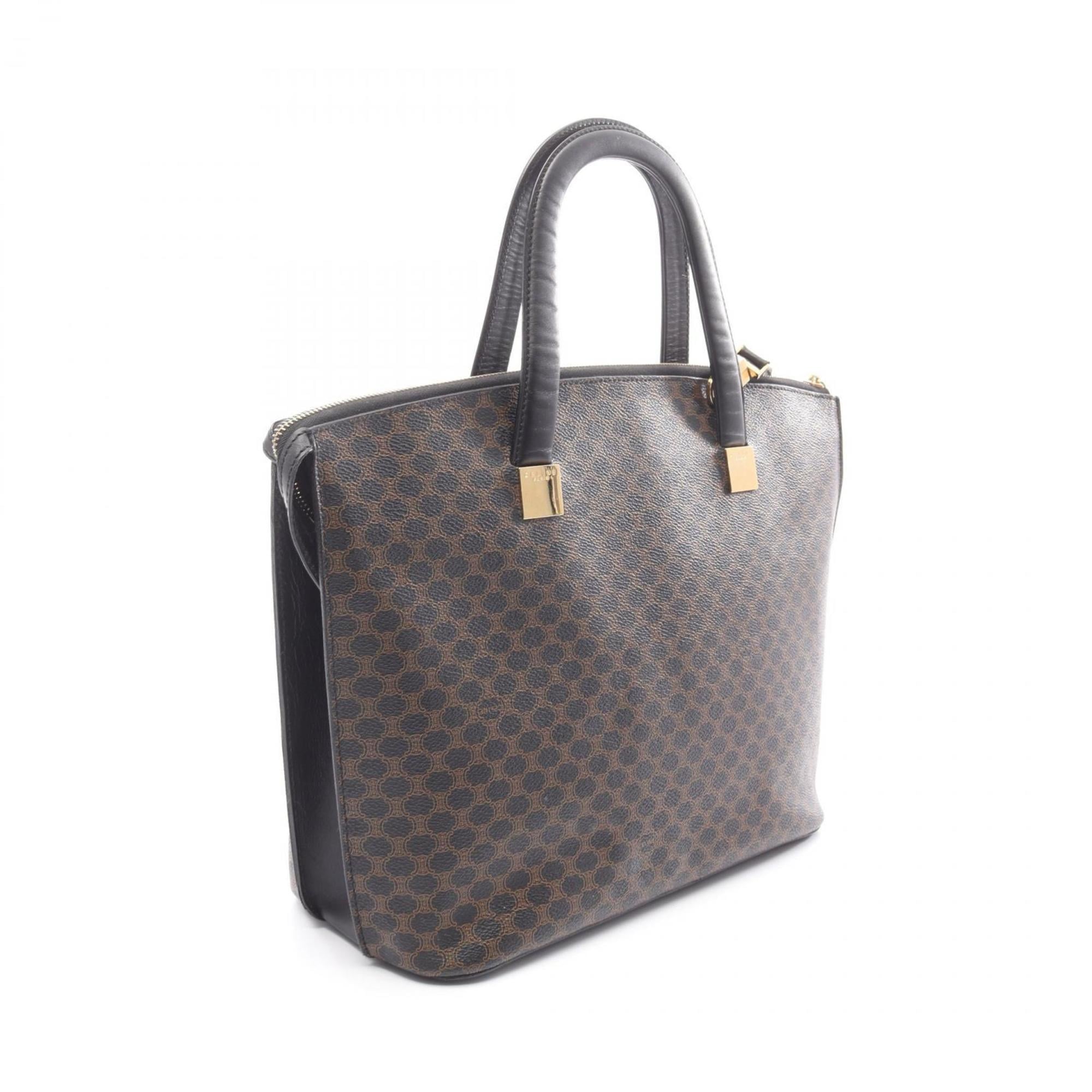 Celine Black Brown Coated Canvas Leather Handbag Tote Bag (Pre-Owned)