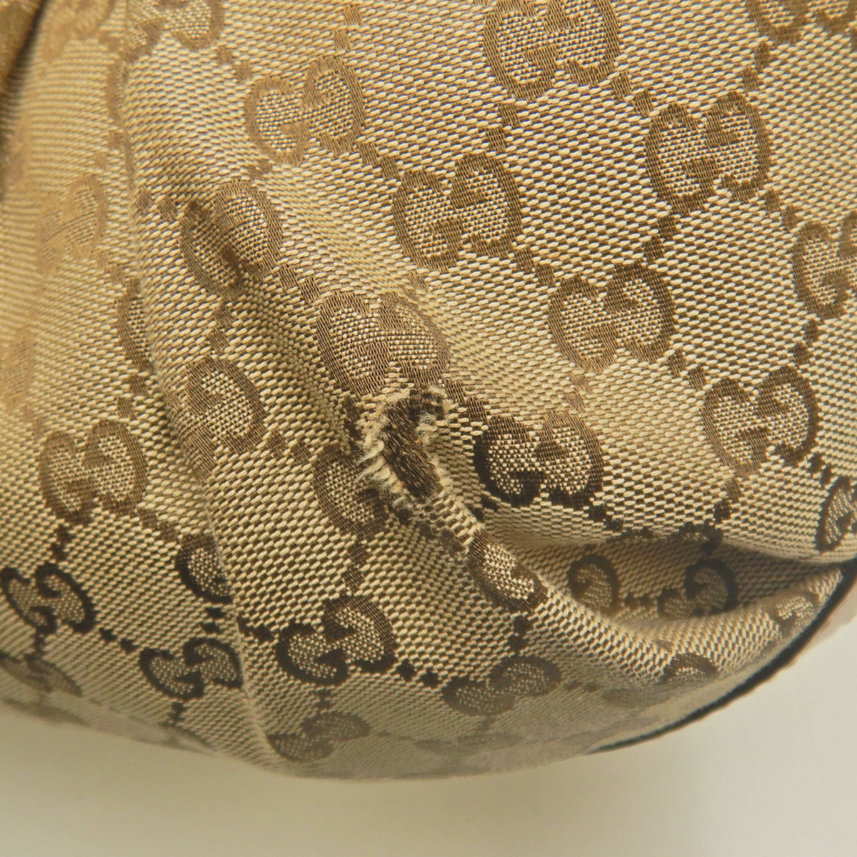 Gucci Beige Yellow Gg Canvas Leather Tote Bag (Pre-Owned)