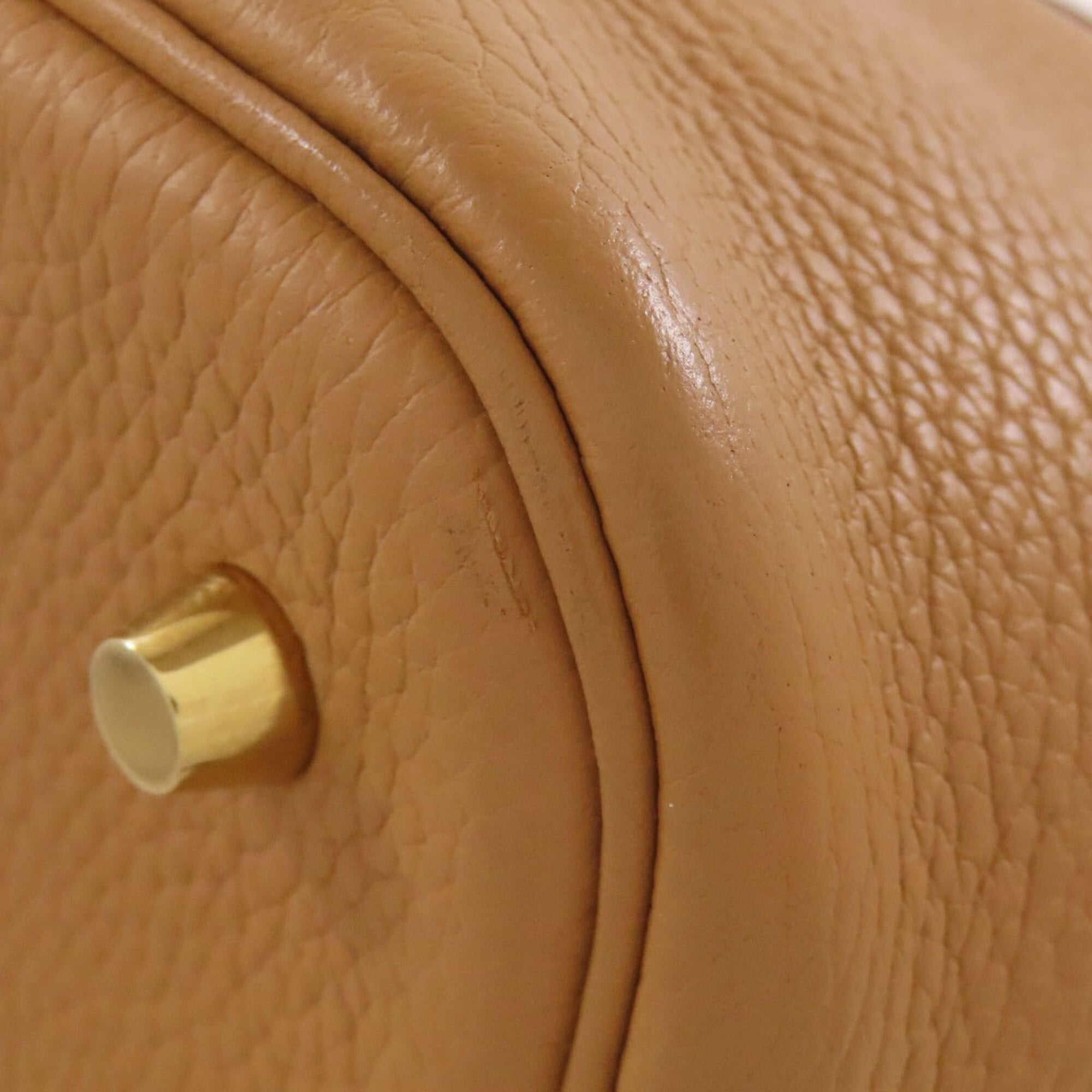 Hermes Camel Taurillon Clemence Leather Handbag (Pre-Owned)