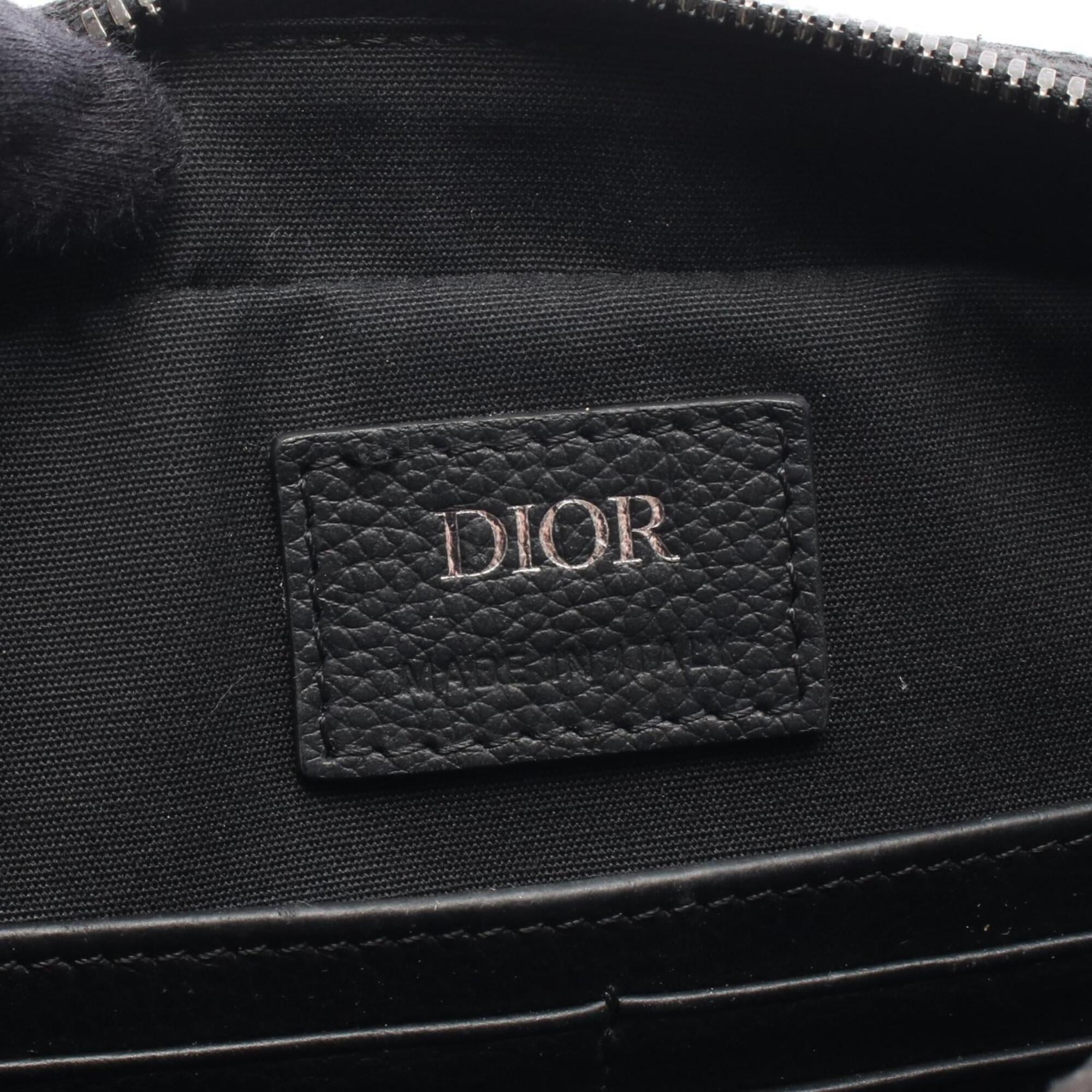 Christian Dior Black Gray Canvas Leather Handbag Shoulder Bag (Pre-Owned)