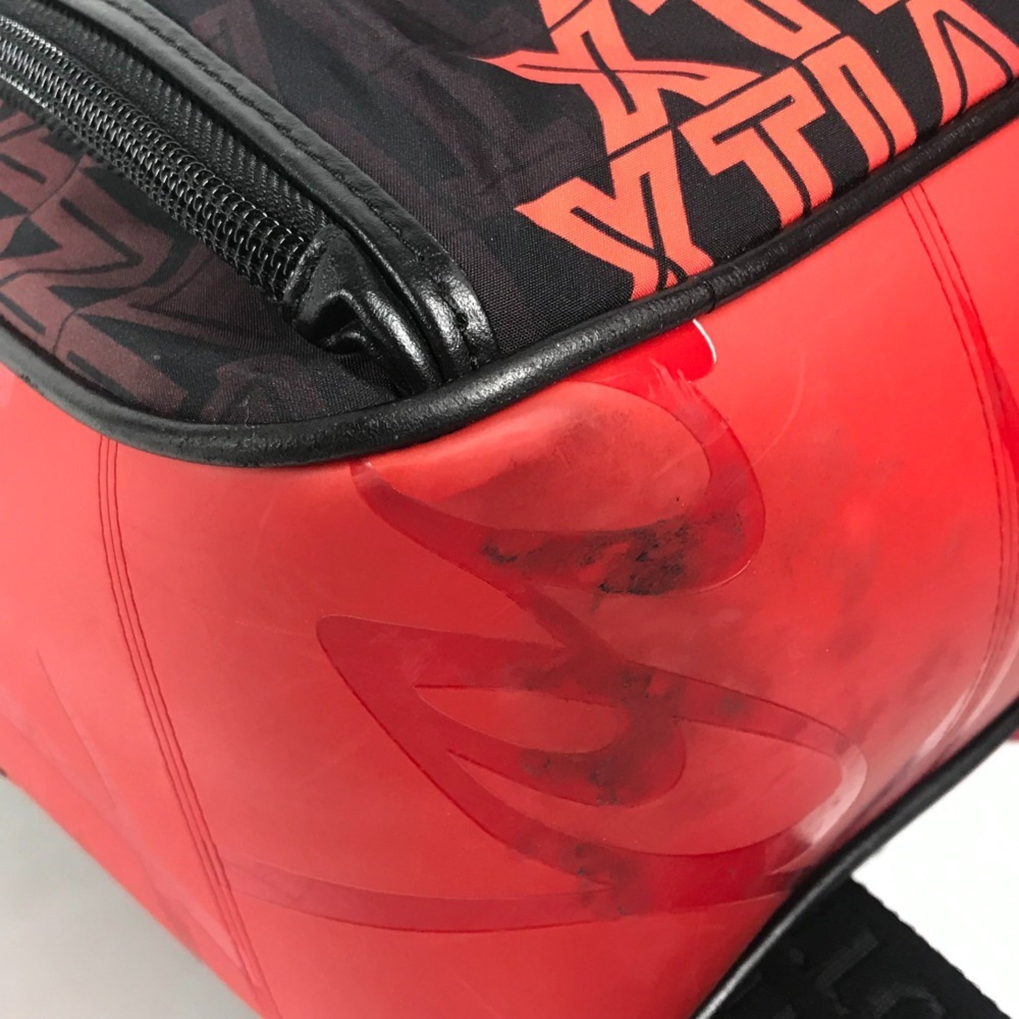 Christian Louboutin Black Red Color Nylon Leather Backpack (Pre-Owned)