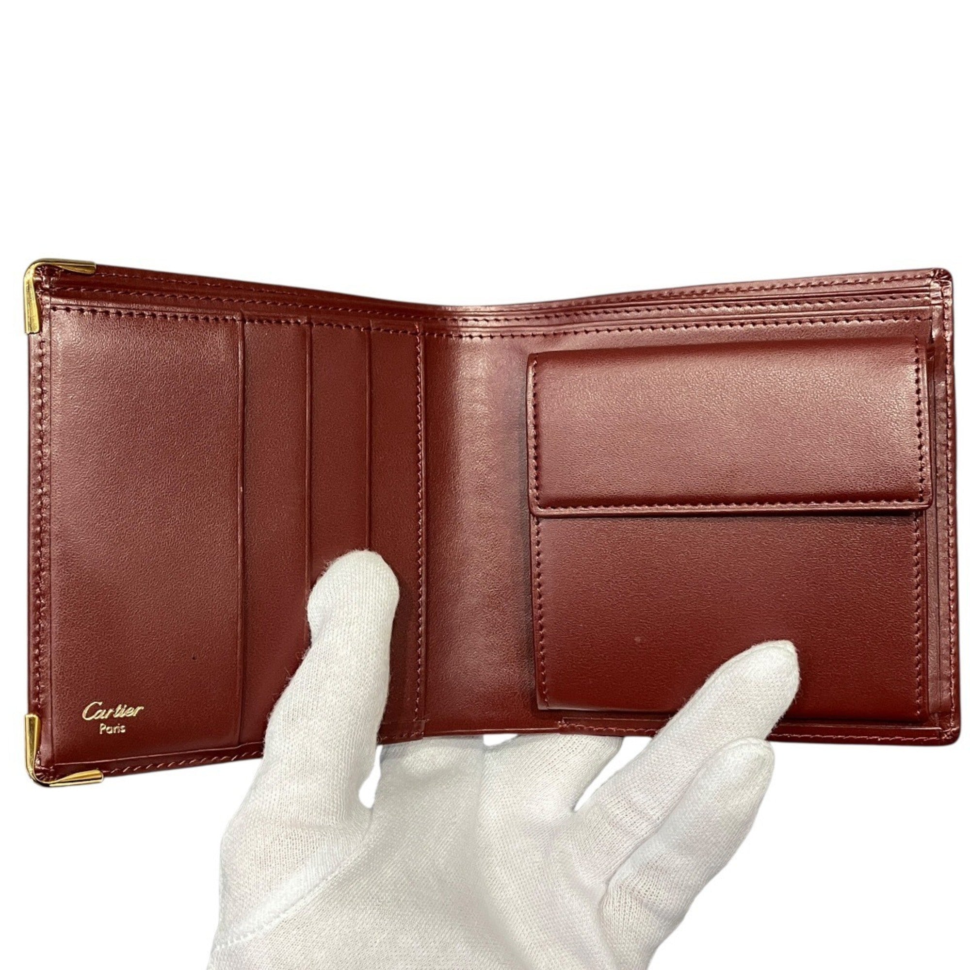 Cartier Must Red Color Leather Wallet (Bi-Fold) (Pre-Owned)
