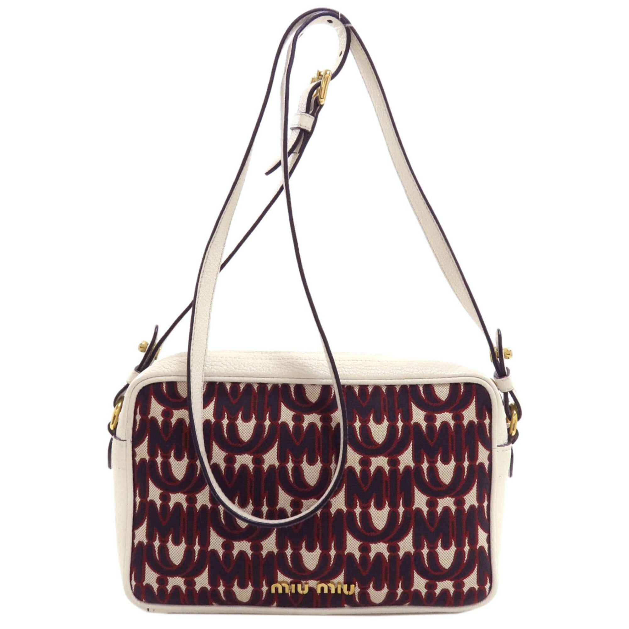 Miu Miu Brown White Leather Shoulder Bag (Pre-Owned)