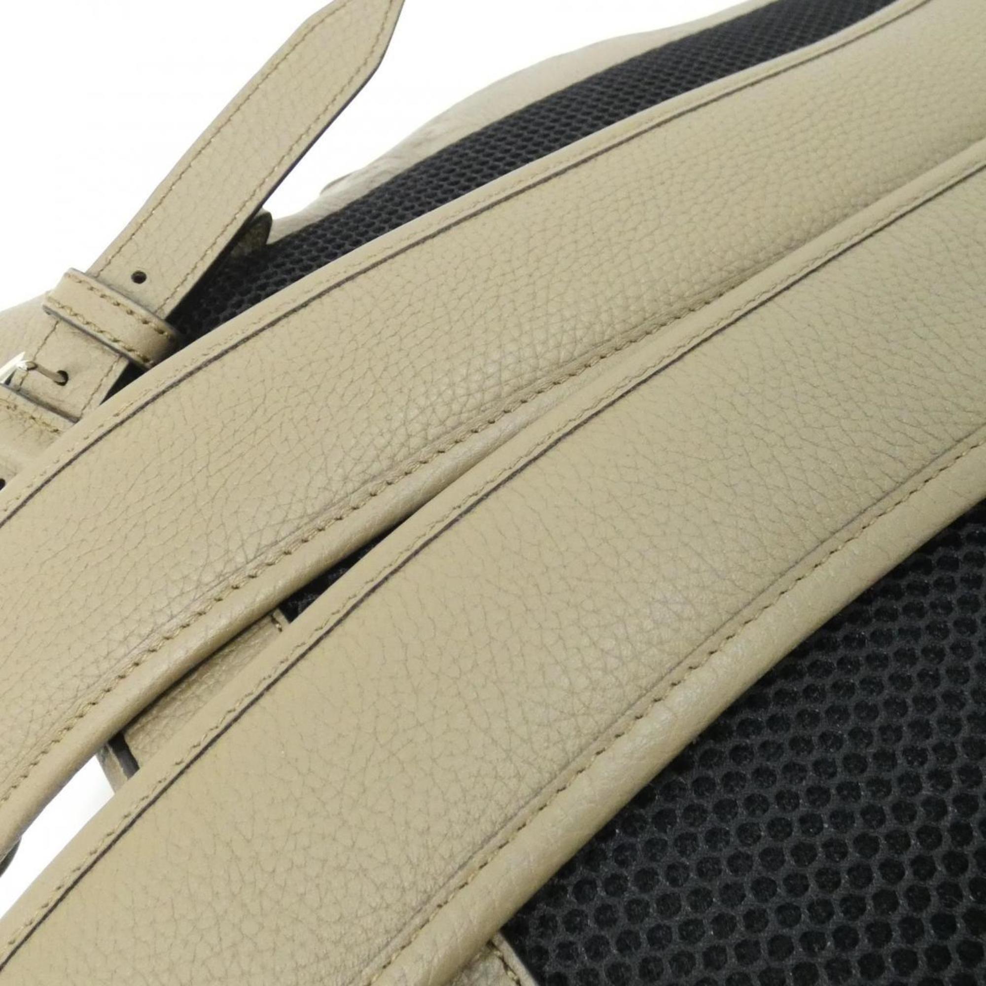 Gucci Beige Brown Brown Gg Leather Backpack (Pre-Owned)