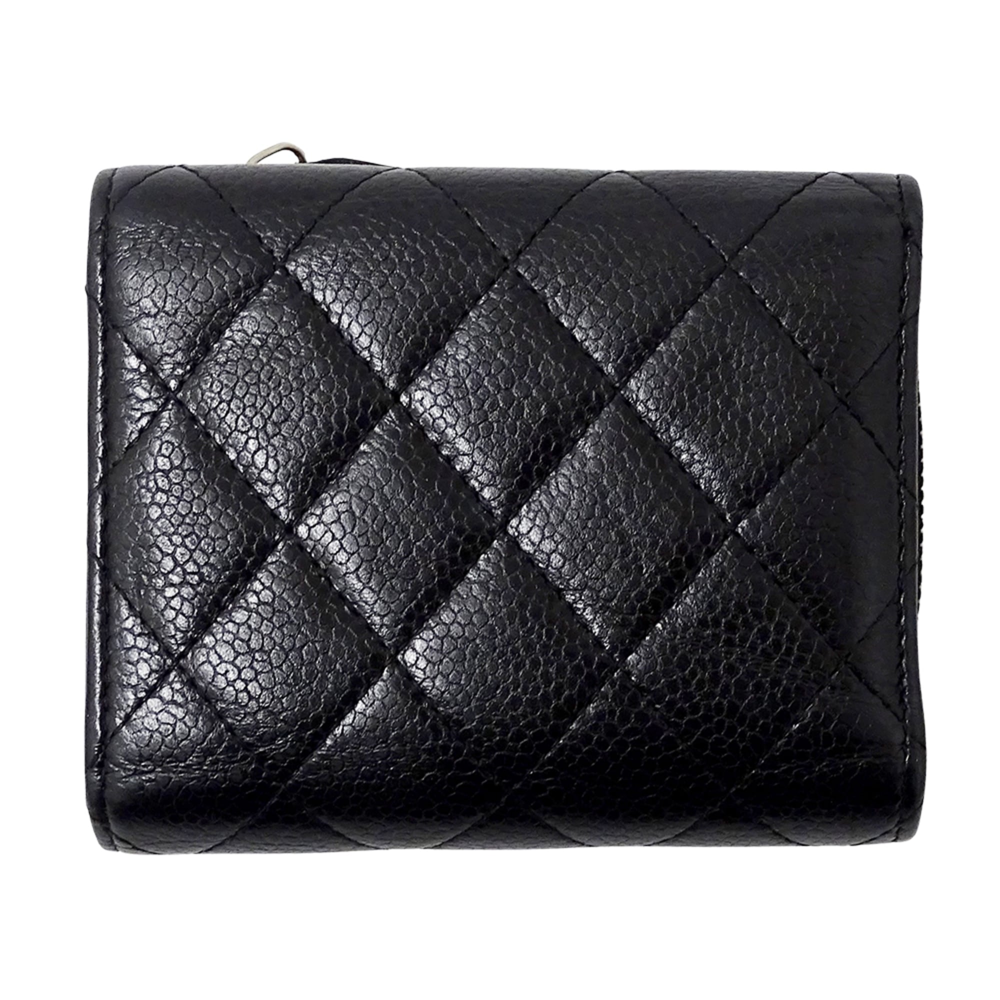 Chanel Black Grained Calfskin Wallet (Tri-Fold) (Pre-Owned)