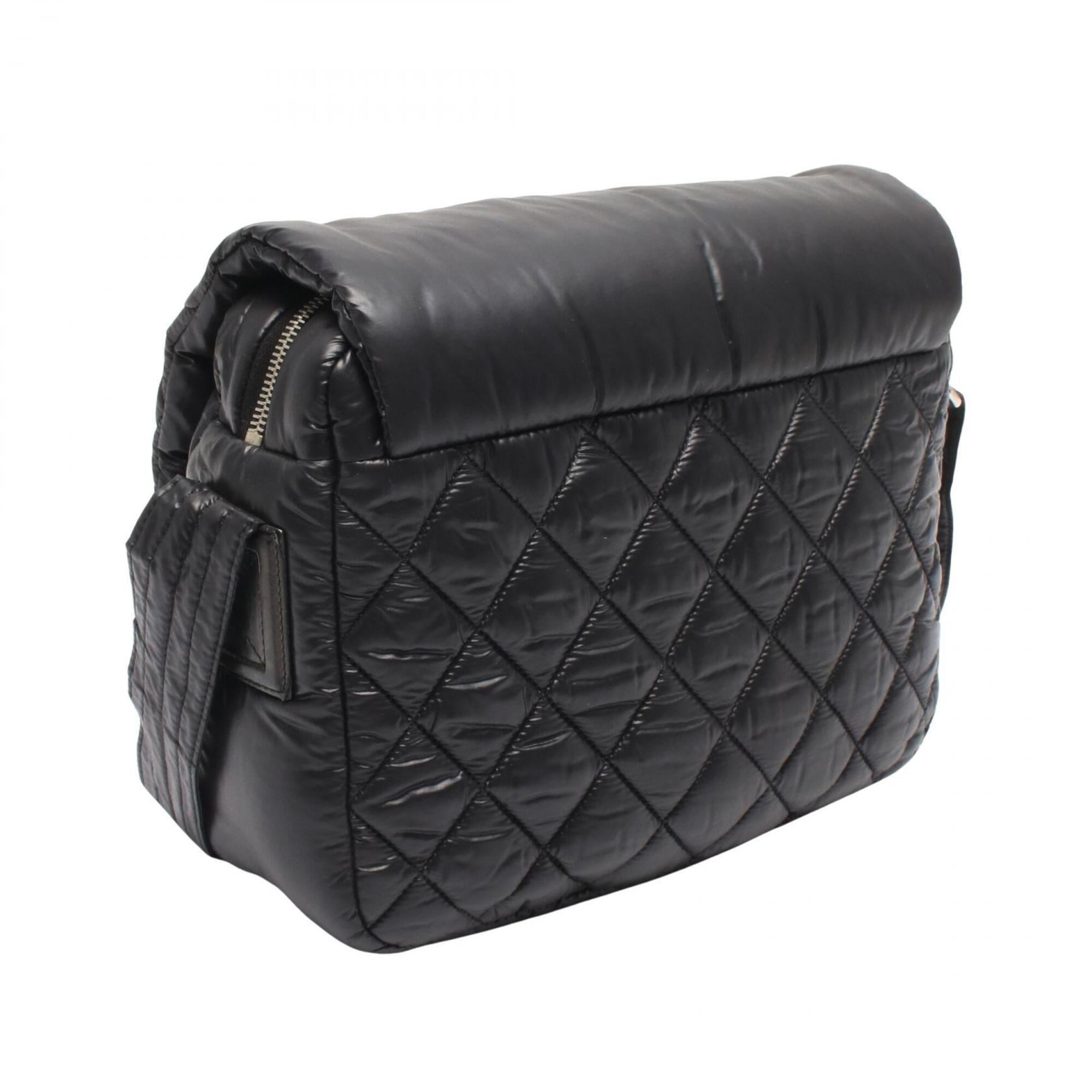 Chanel Coco Cocoon Black Nylon Leather Handbag Shoulder Bag (Pre-Owned)