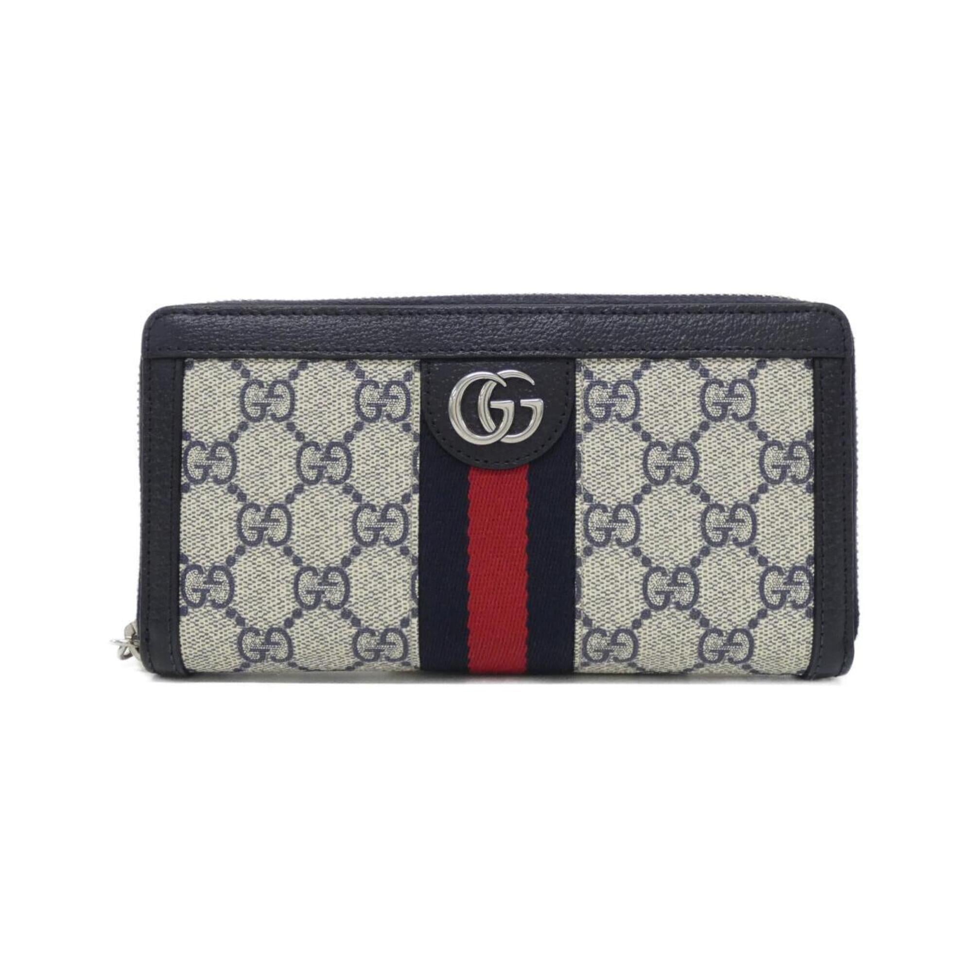 Gucci Beige Blue Gg Supreme Long Wallet (Bi-Fold) (Pre-Owned)