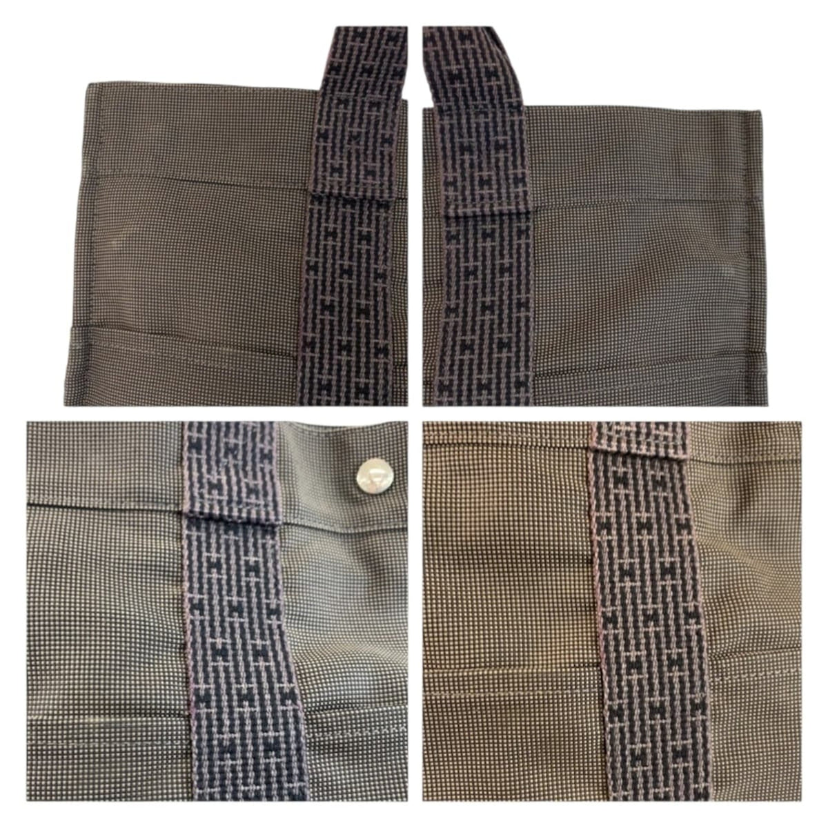 Hermes Gray Polyamide Polyester Handbag Tote Bag (Pre-Owned)