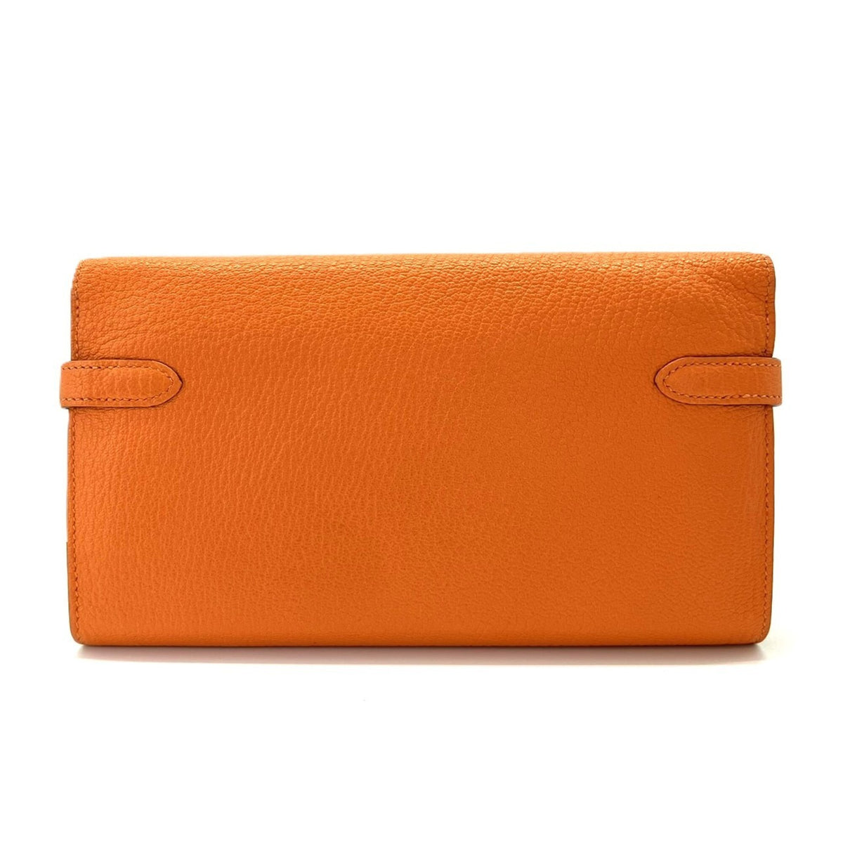 Hermes Orange Chevre Leather Long Wallet (Bi-Fold) (Pre-Owned)