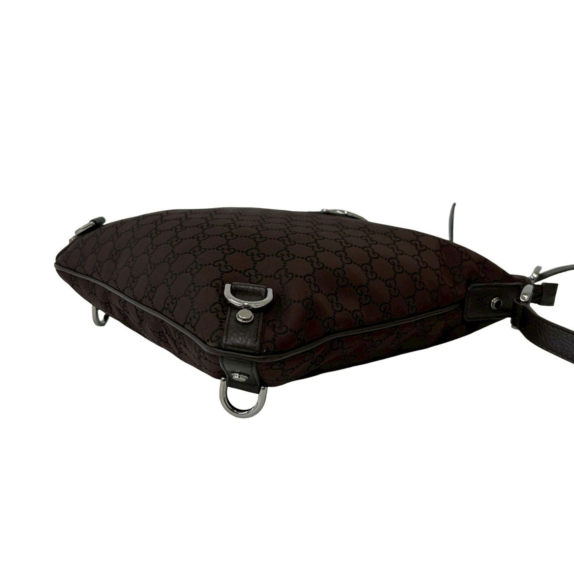 Gucci Brown Nylon Leather Pochette Shoulder Bag (Pre-Owned)