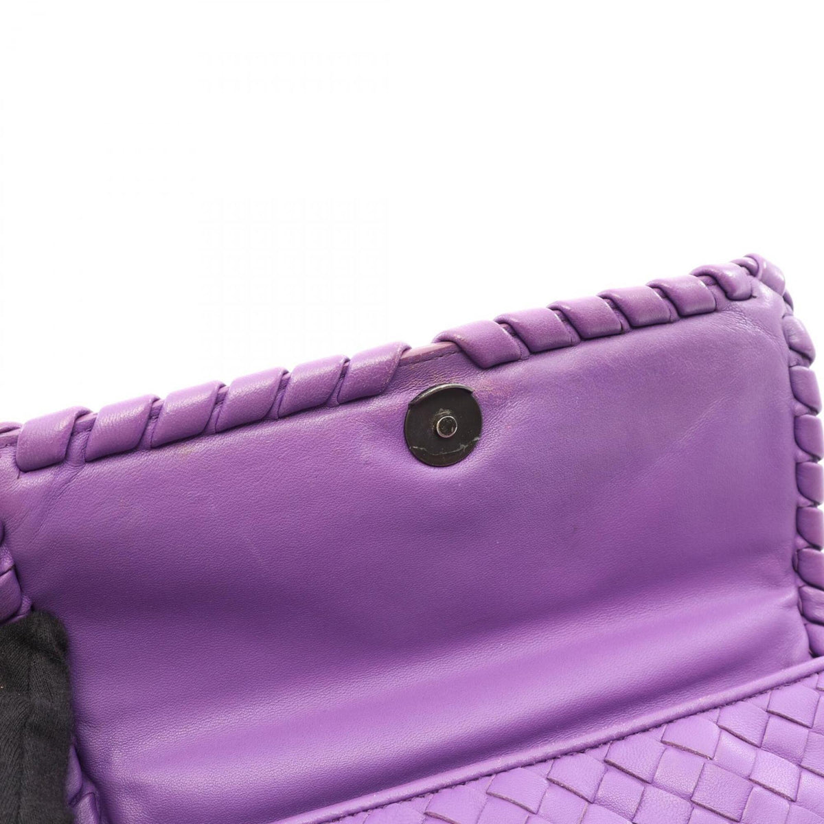 Bottega Veneta Intrecciato Purple Leather Shoulder Bag (Pre-Owned)