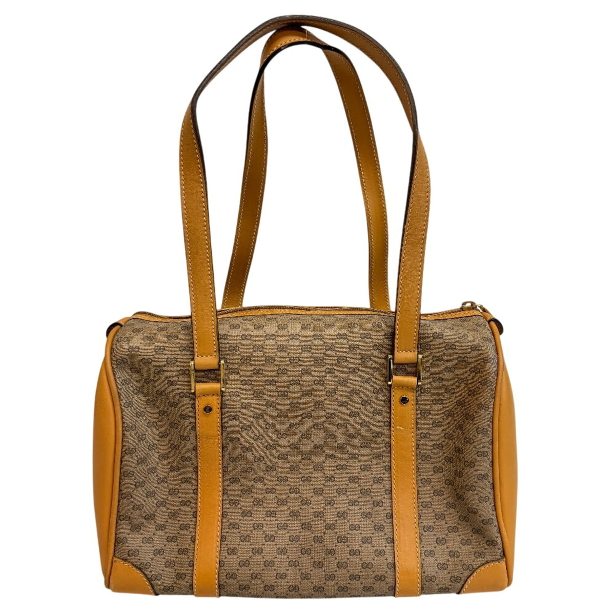Gucci Brown Pvc Leather Boston Bag Handbag (Pre-Owned)