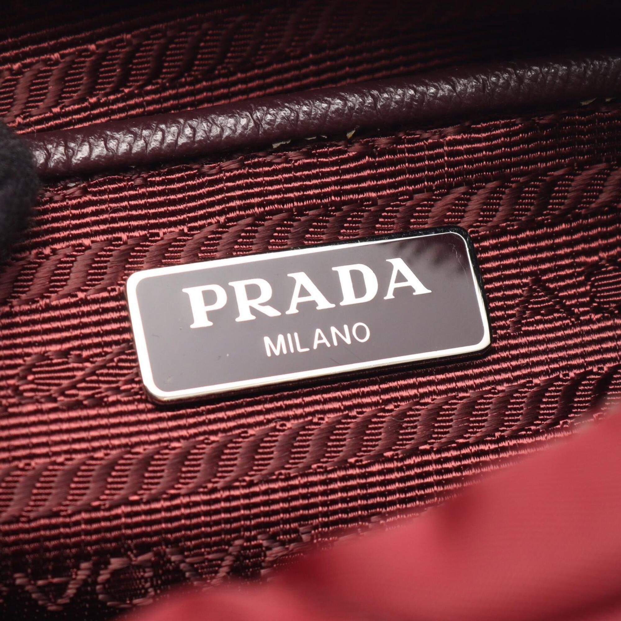 Prada Bordeaux Nylon Saffiano Triangle Handbag Shoulder Bag (Pre-Owned)
