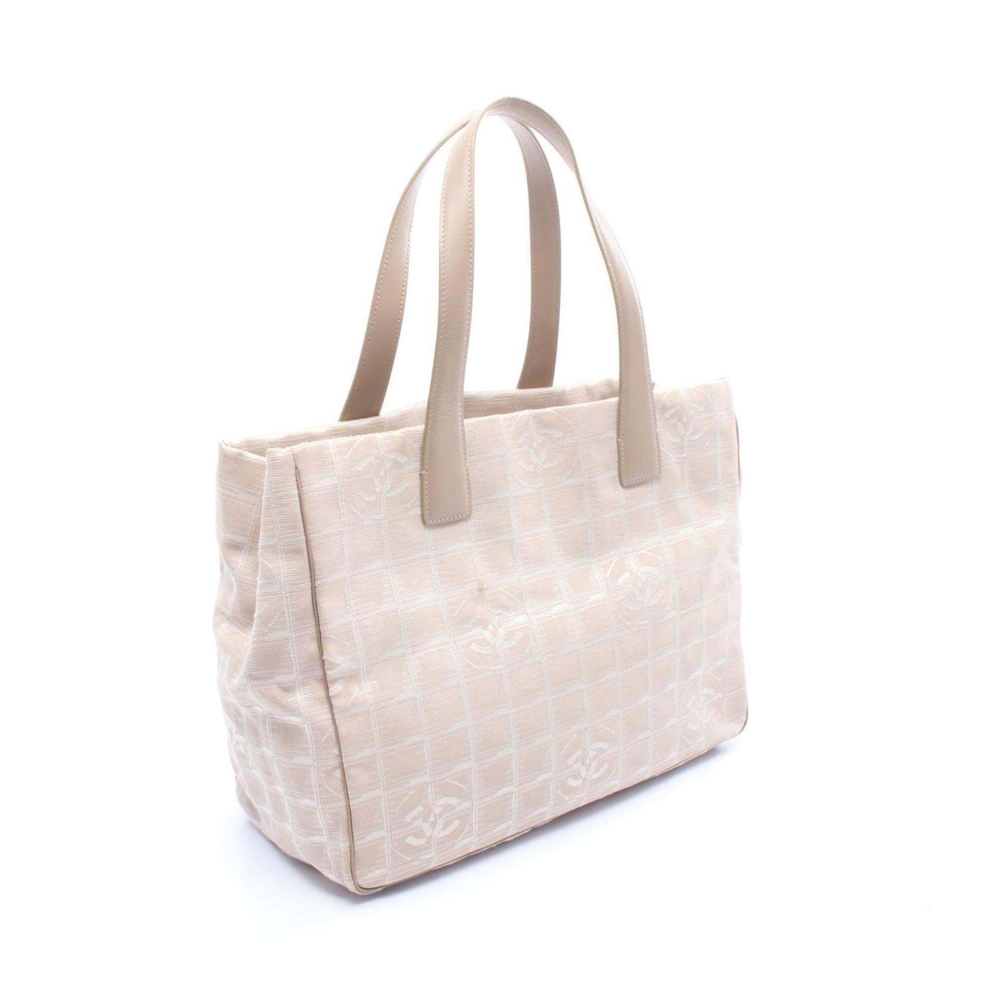 Chanel Beige Nylon Canvas Handbag Tote Bag (Pre-Owned)