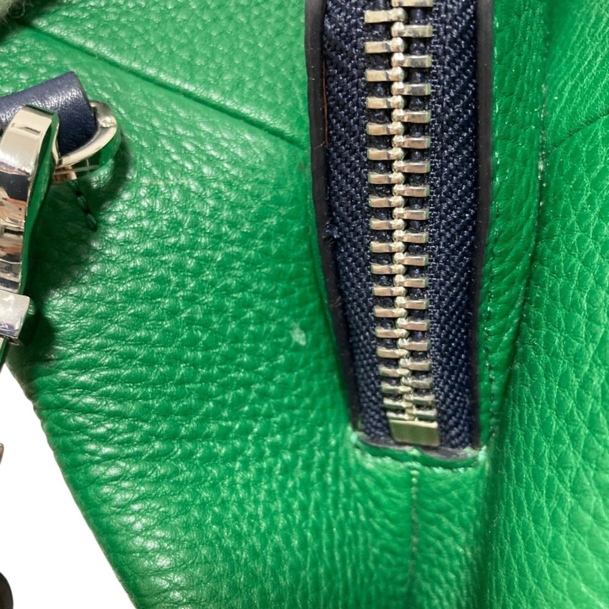 Tory Burch Green Navy Leather Shoulder Bag (Pre-Owned)