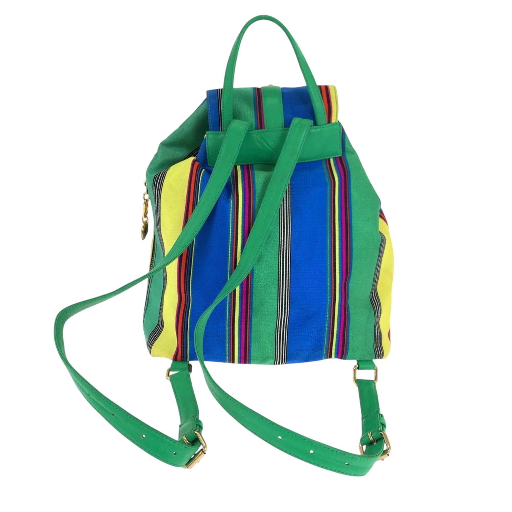 Versace Green Multi-Color Canvas Backpack (Pre-Owned)
