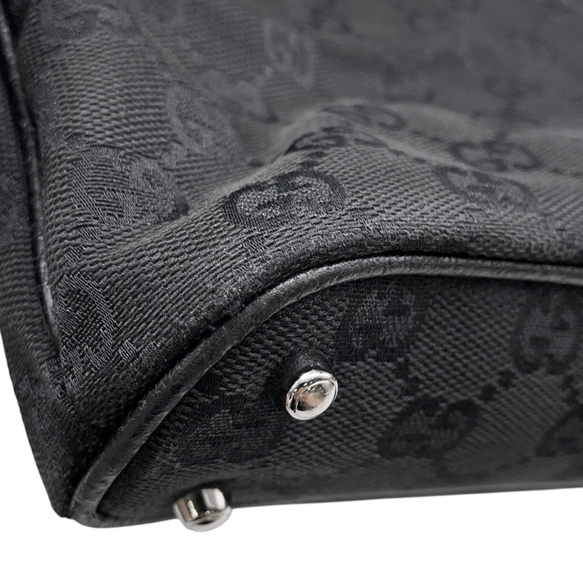 Gucci Black Canvas Leather Tote Bag (Pre-Owned)