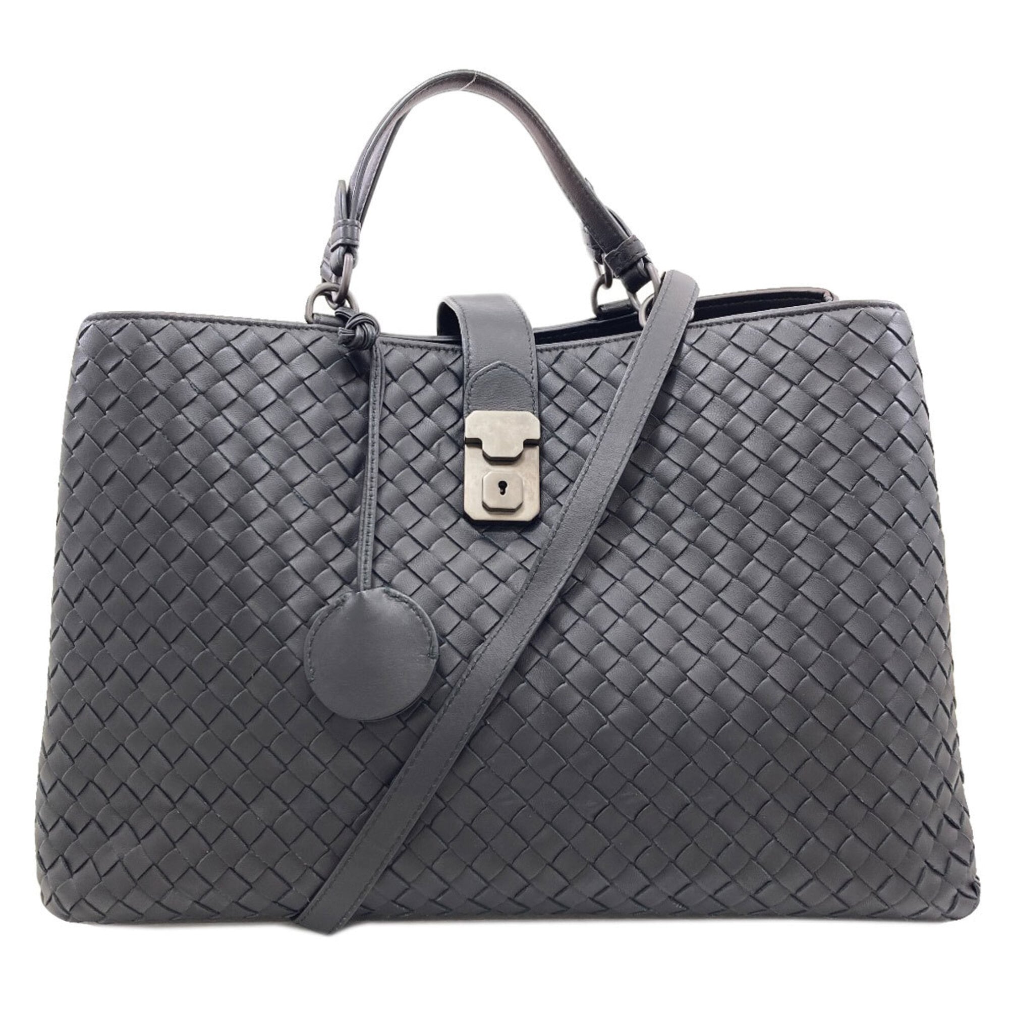Bottega Veneta Intrecciato Black Leather Tote Bag (Pre-Owned)