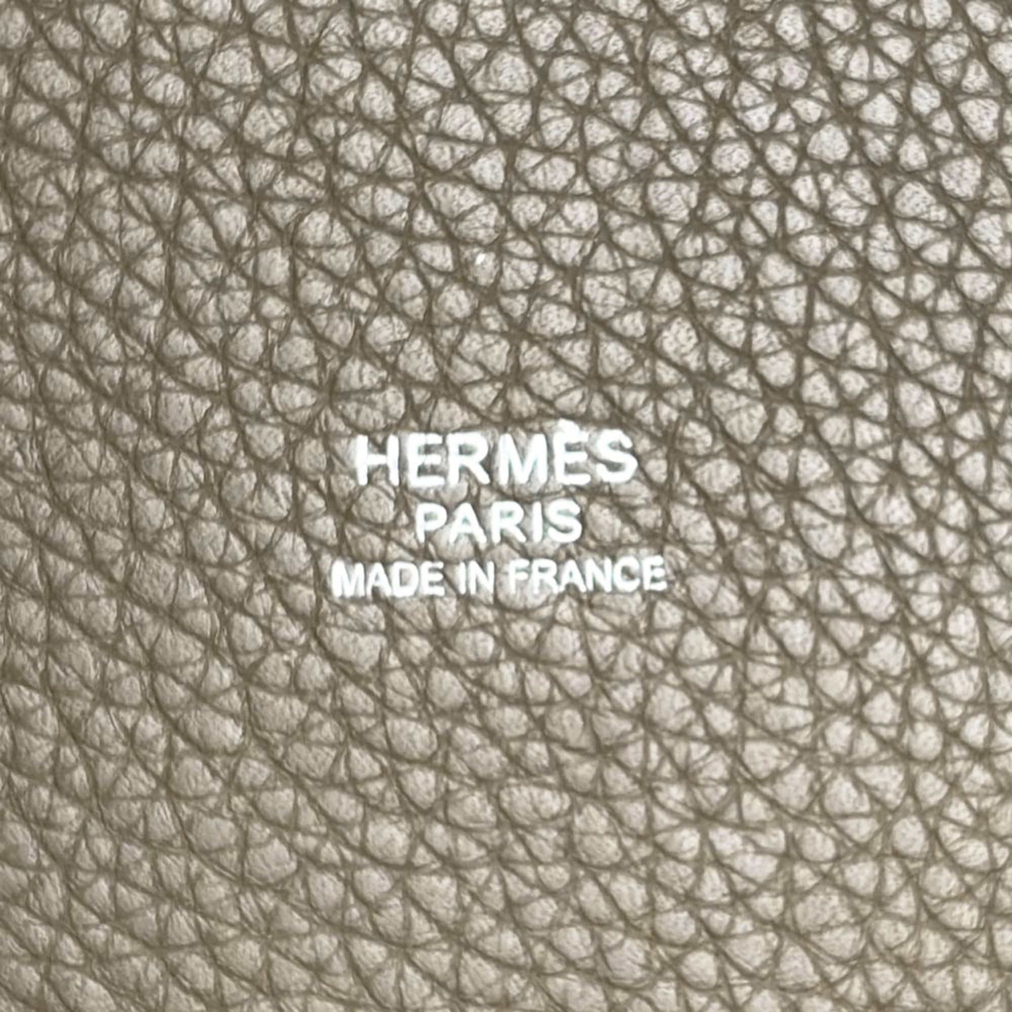 Hermes Picotin Etoupe Gray Gray Taurillon Clemence Leather Handbag (Pre-Owned)