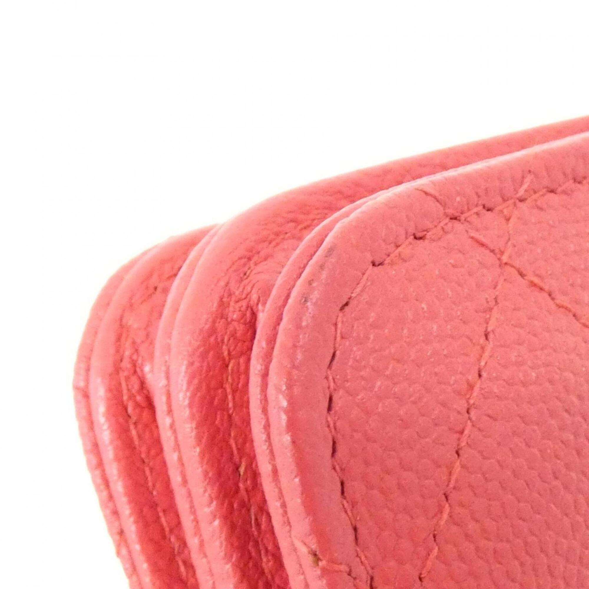 Chanel Pink Grained Calfskin Chain/Shoulder Wallet (Pre-Owned)