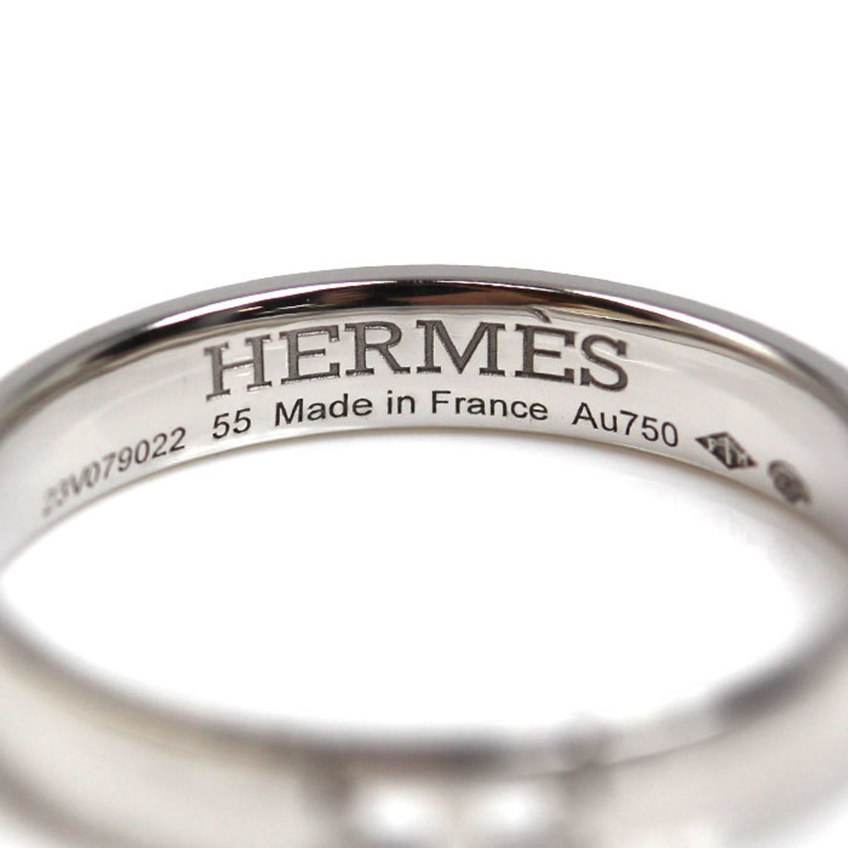 Hermes White Gold White Gold (18K) Band Ring (Pre-Owned)