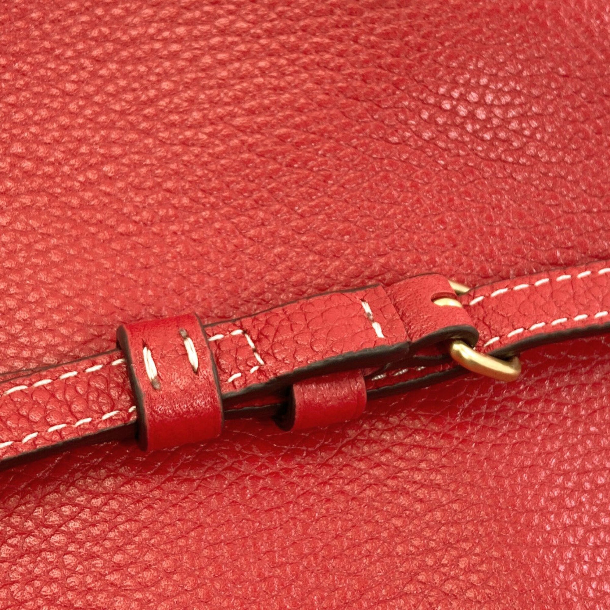 Coach Red Color Leather Shoulder Bag (Pre-Owned)