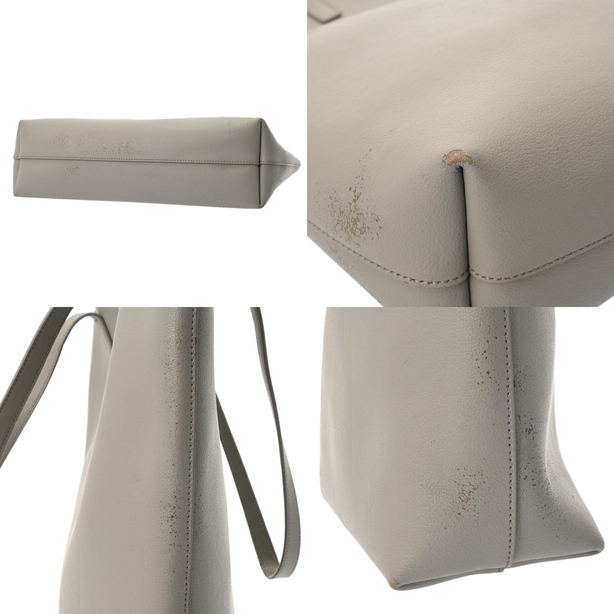 Saint Laurent Gray Leather Tote Bag (Pre-Owned)