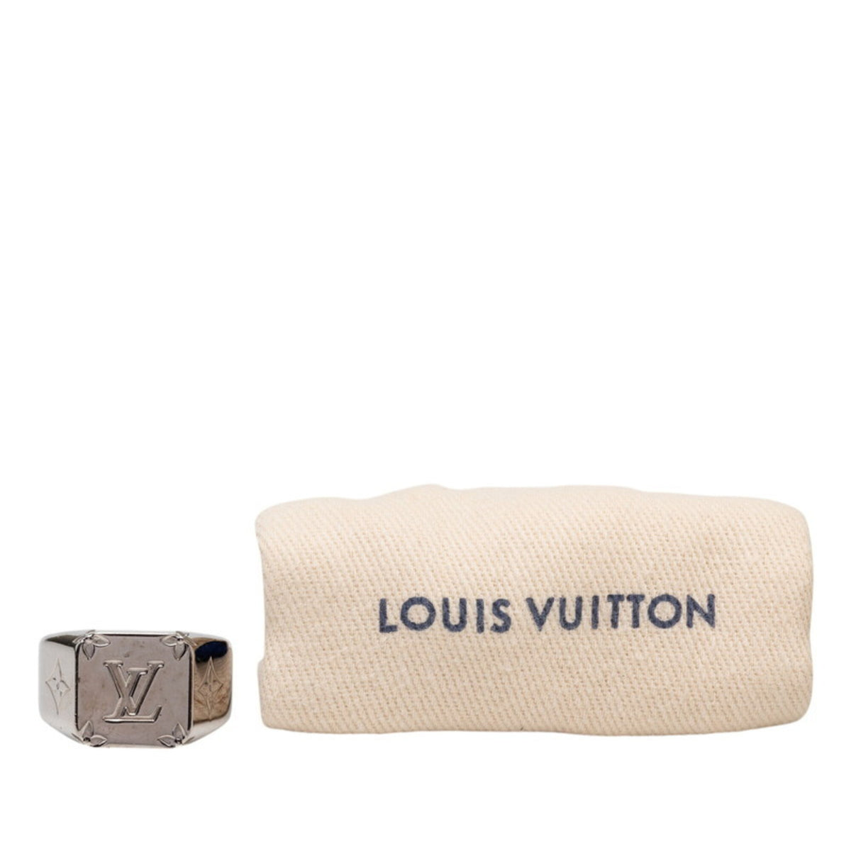 Louis Vuitton Silver Metal Band Ring (Pre-Owned)