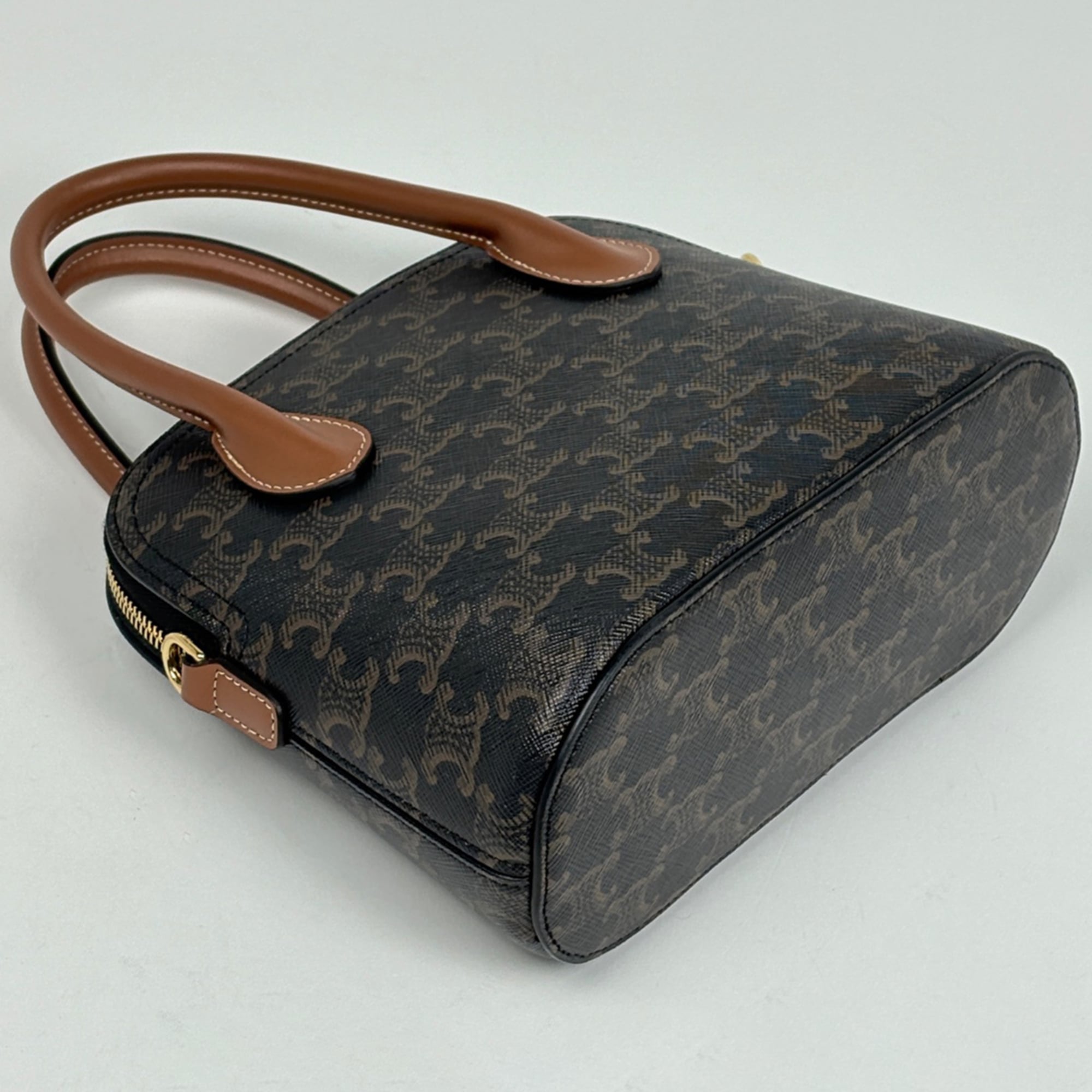 Celine Black Brown Coated Canvas Leather Handbag Shoulder Bag (Pre-Owned)