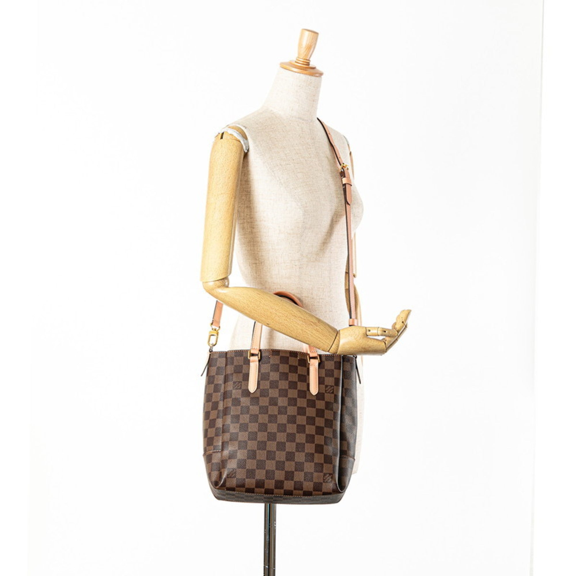 Louis Vuitton Brown Damier Canvas Pink Pvc Leather Shoulder Bag Tote Bag (Pre-Owned)