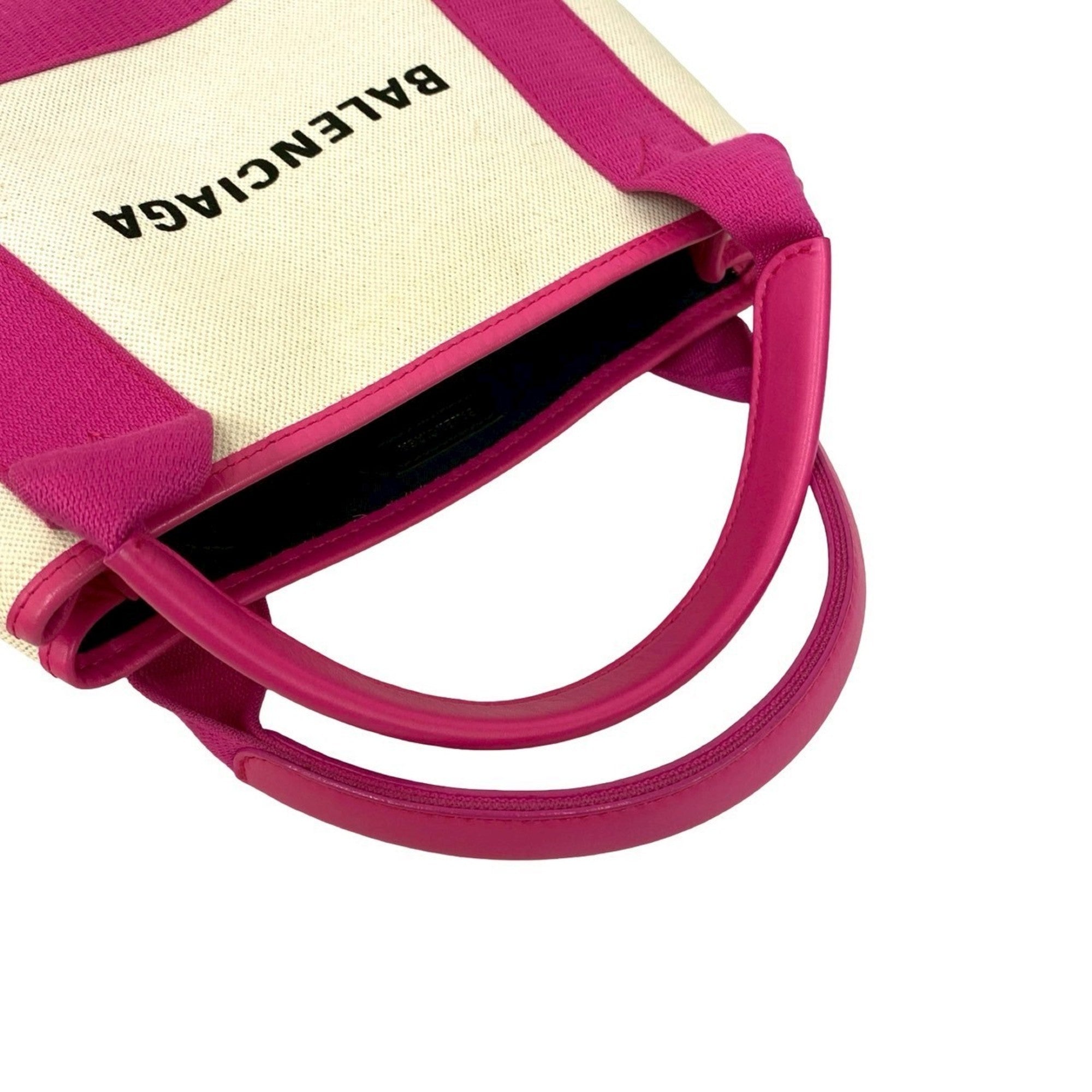 Balenciaga Ivory Pink Canvas Leather Handbag Pouch Shoulder Bag (Pre-Owned)